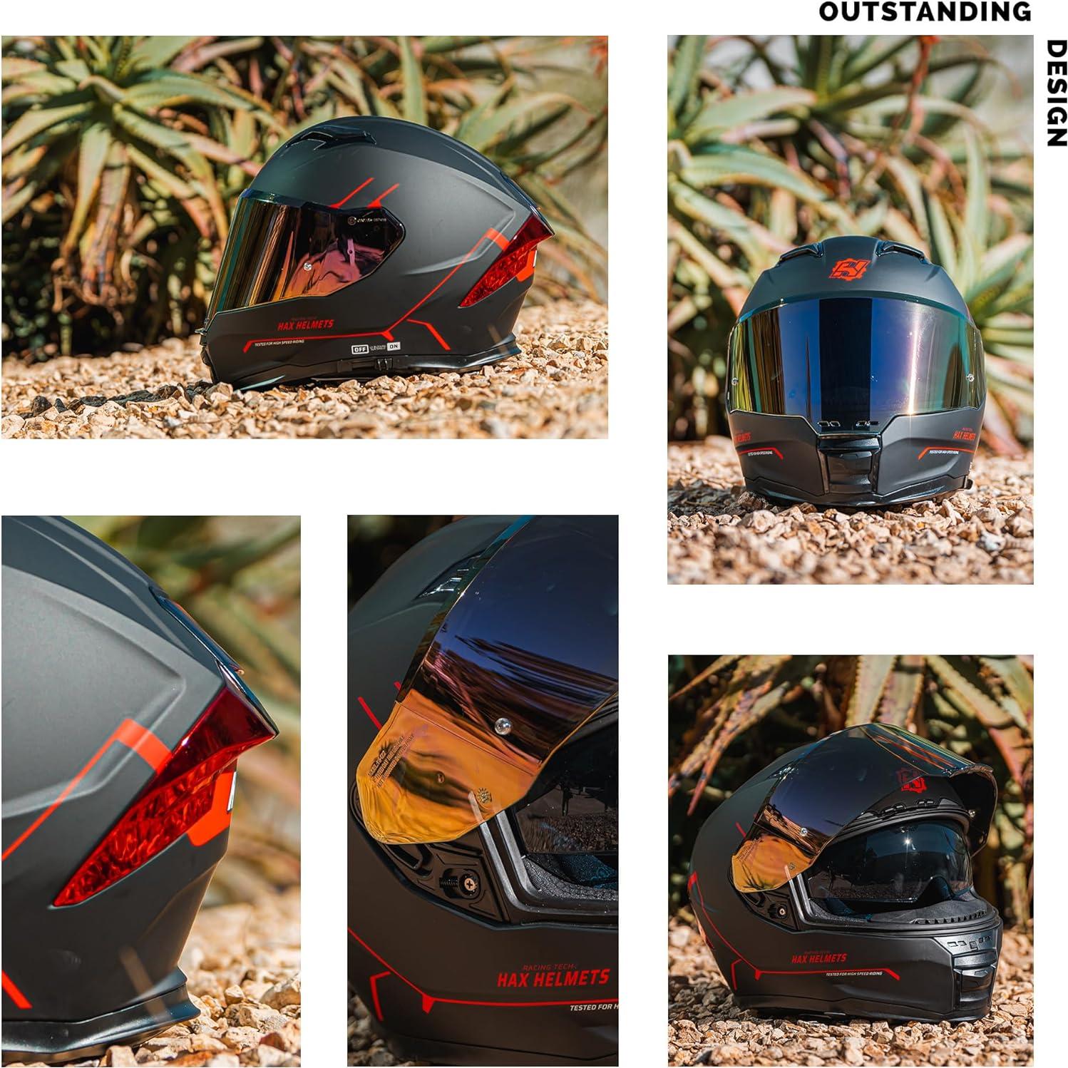 Casco HAX Force Aerodinámico Doble Visera XL Negro Mate