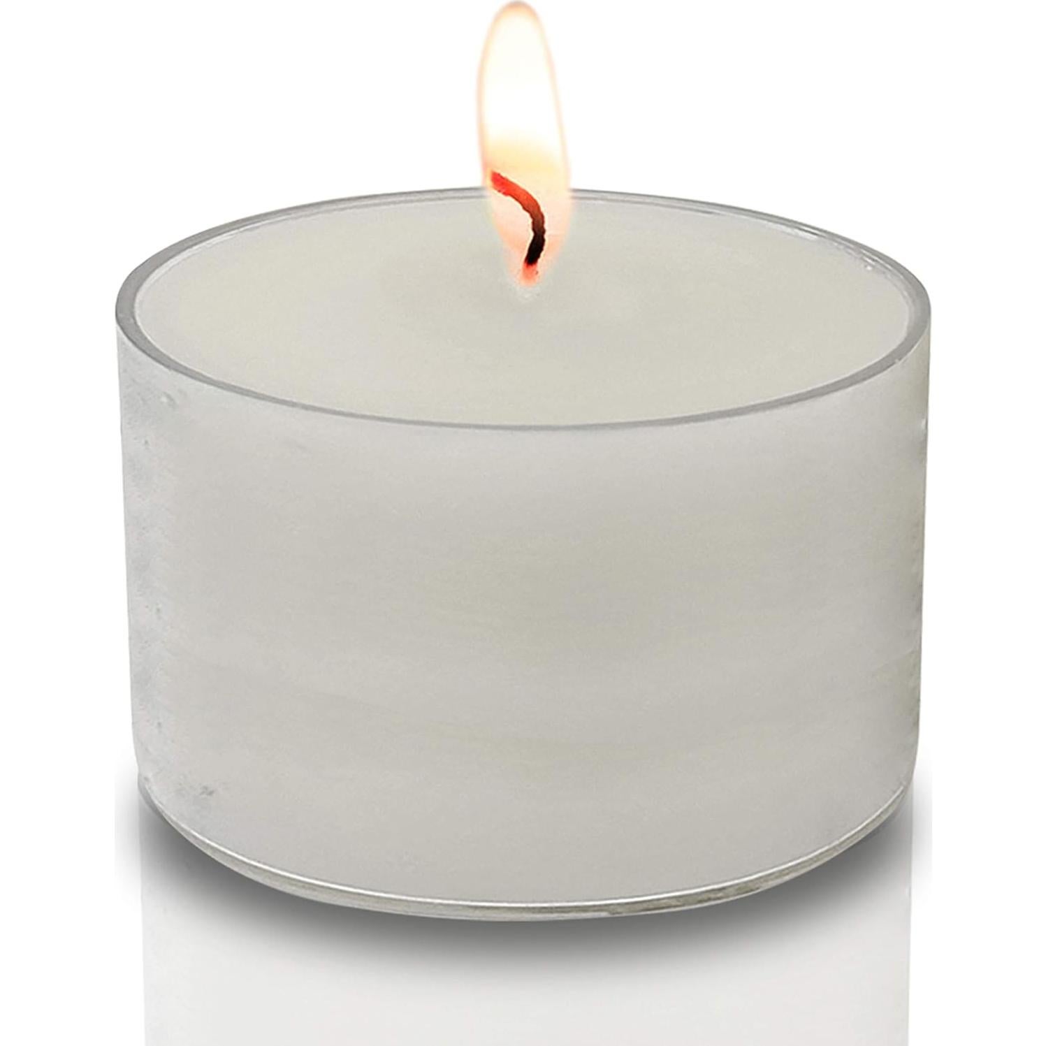 Velas de té Ner Mitzvah 80 Paquetes Blancas 8 Horas Sin Fragancia