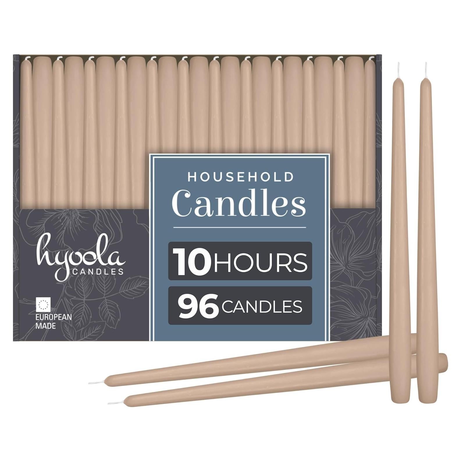 Velas Taper Altas Hyoola 30 cm Beige Sahara Sin Aroma - 96 Unidades