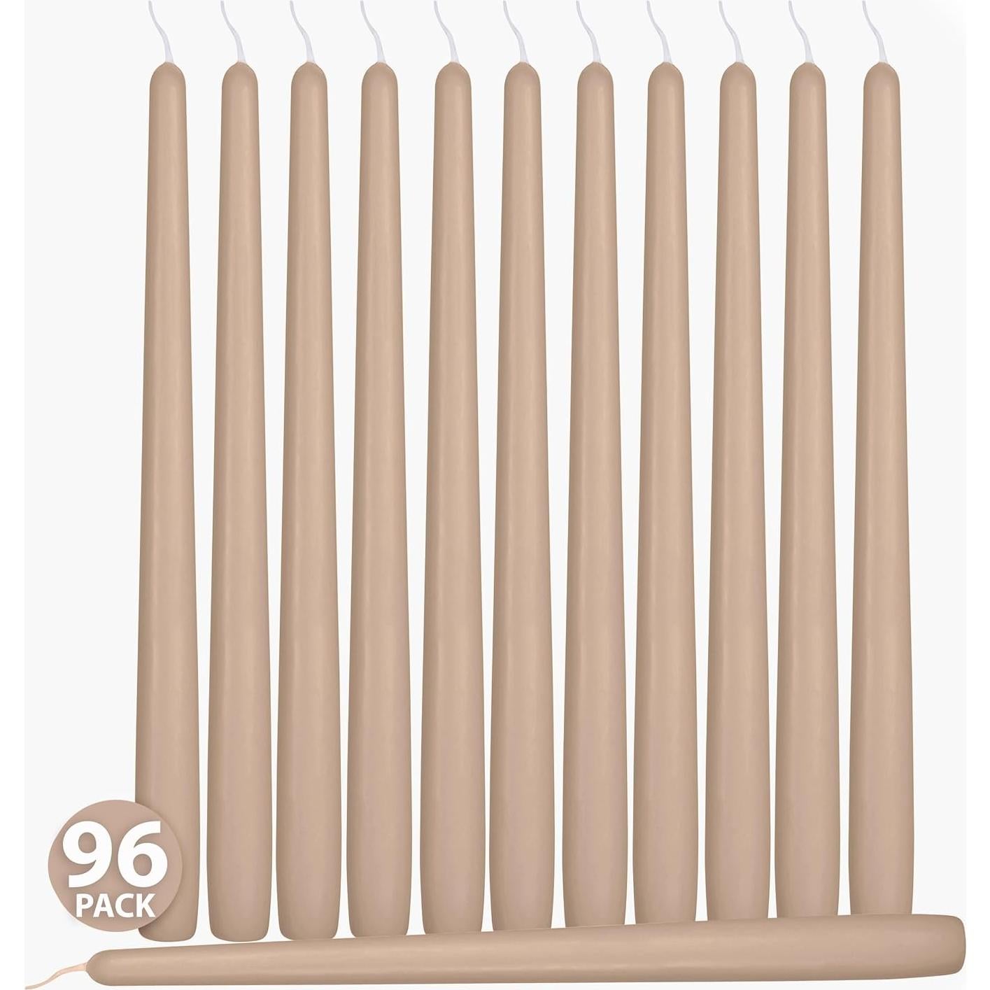 Velas Taper Altas Hyoola 30 cm Beige Sahara Sin Aroma - 96 Unidades