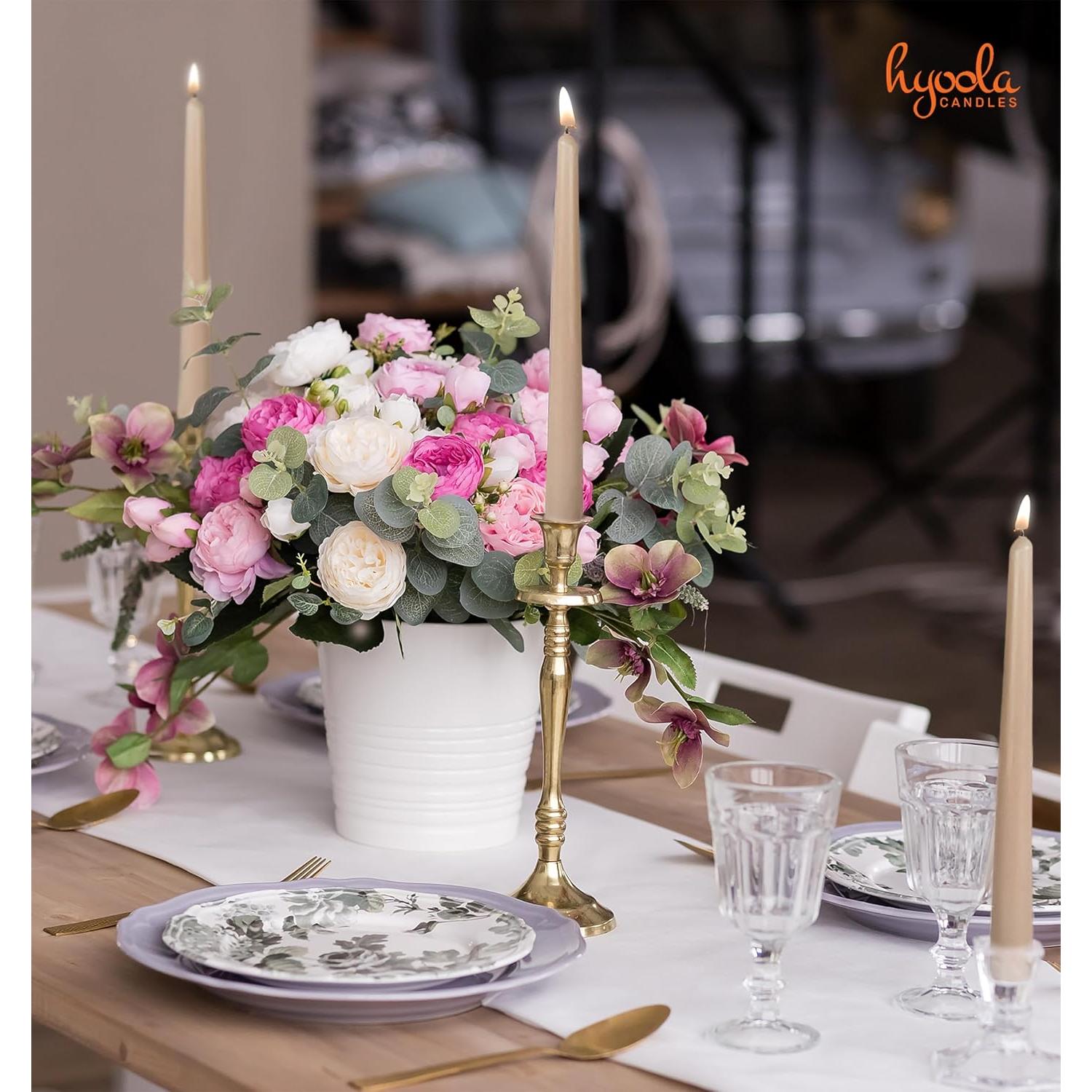 Velas Taper Altas Hyoola 30 cm Beige Sahara Sin Aroma - 96 Unidades