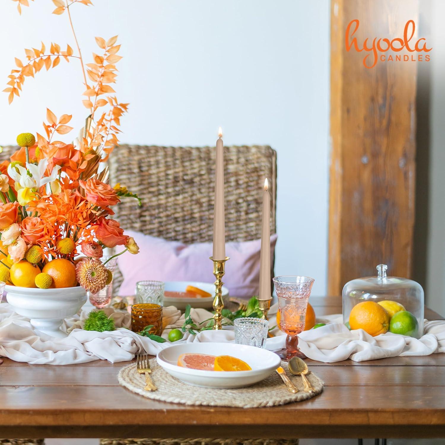 Velas Taper Altas Hyoola 30 cm Beige Sahara Sin Aroma - 96 Unidades