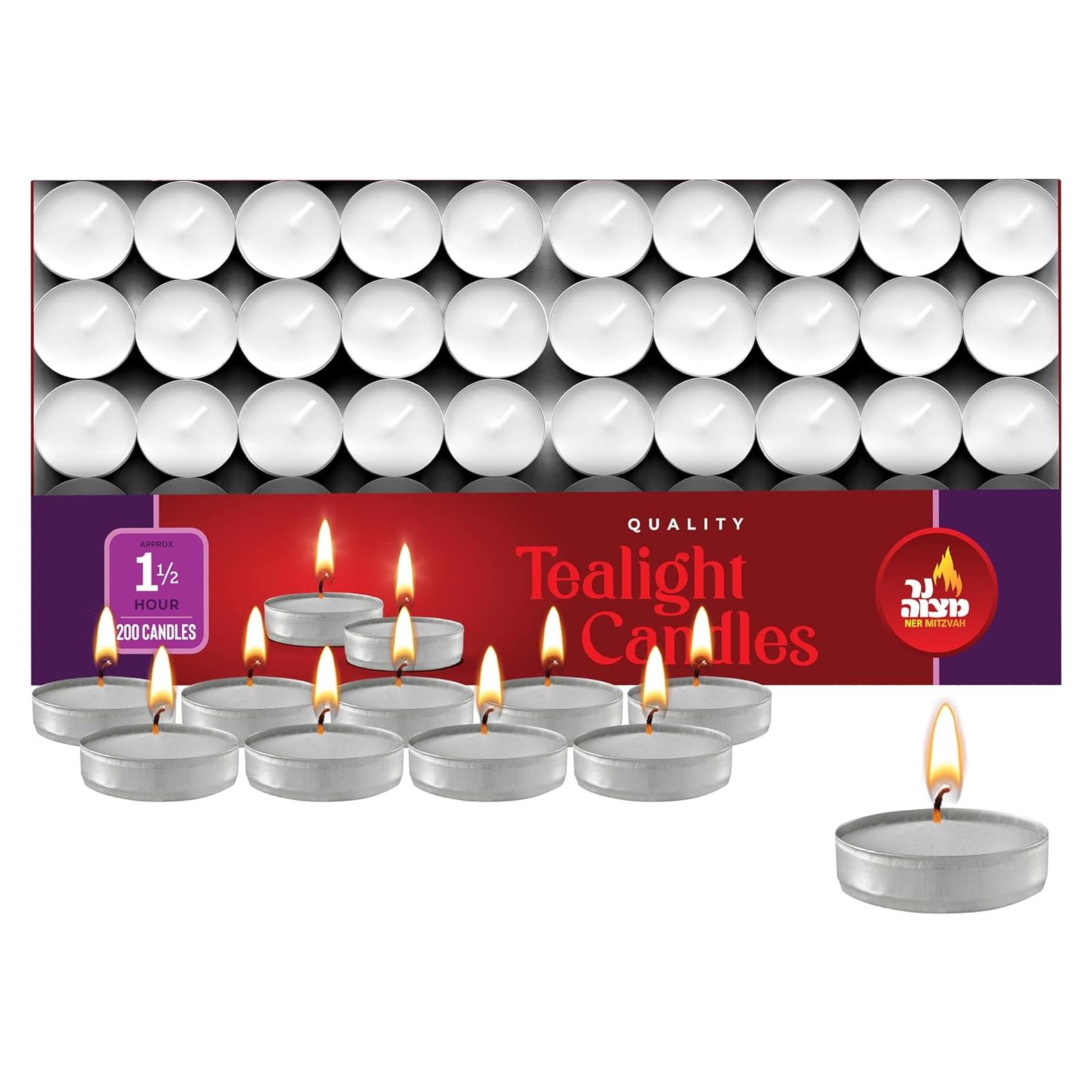 Velas Tealight Ner Mitzvah Blancas 200 Unidades 1.5 Horas