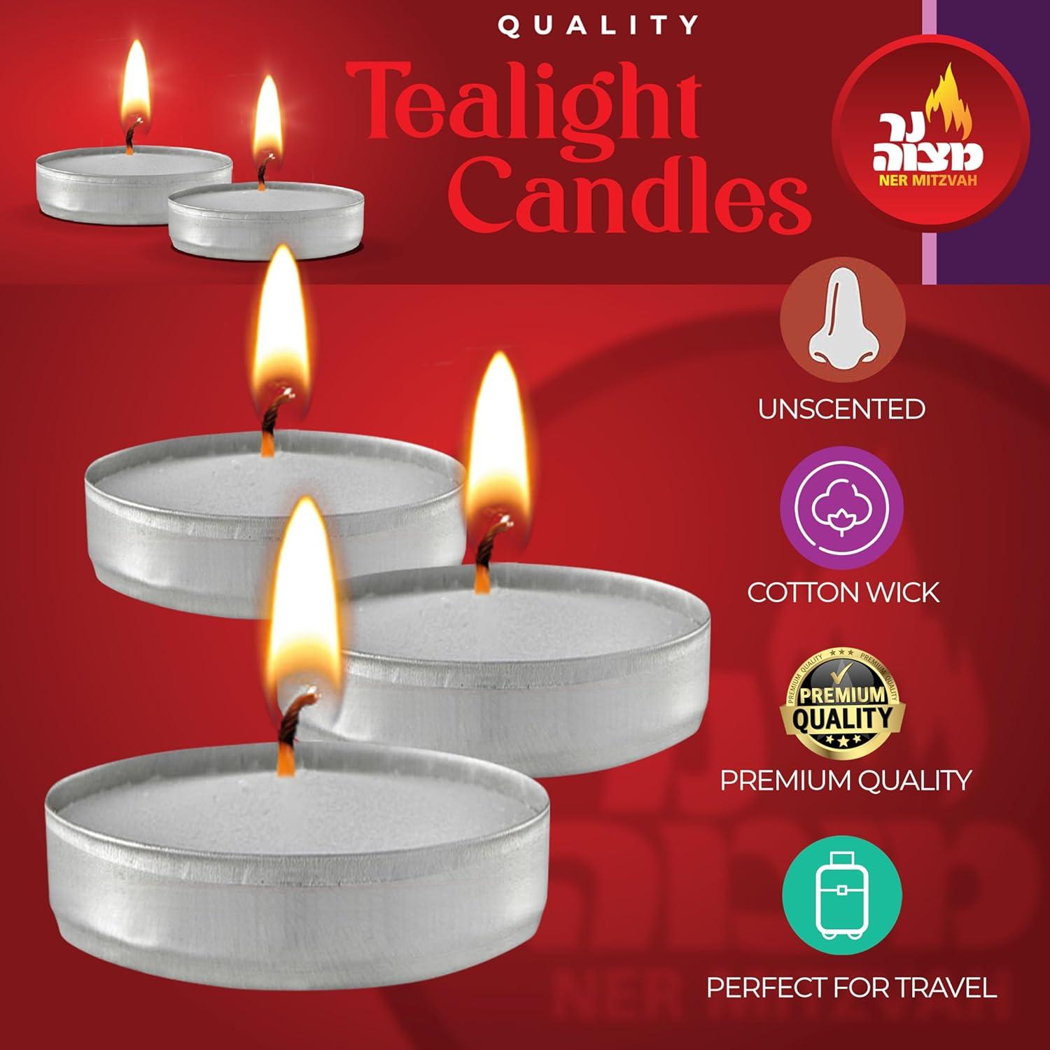 Velas Tealight Ner Mitzvah Blancas 200 Unidades 1.5 Horas