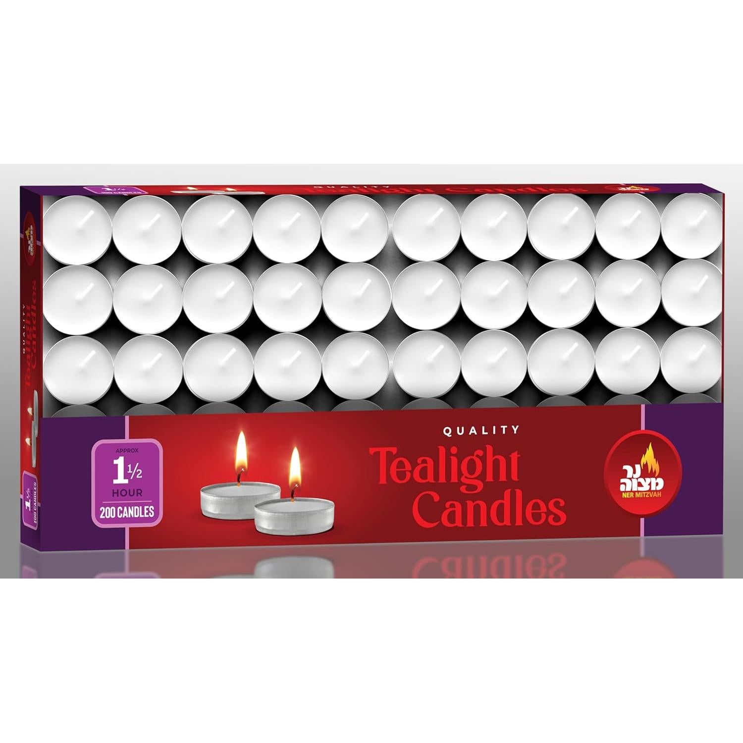 Velas Tealight Ner Mitzvah Blancas 200 Unidades 1.5 Horas