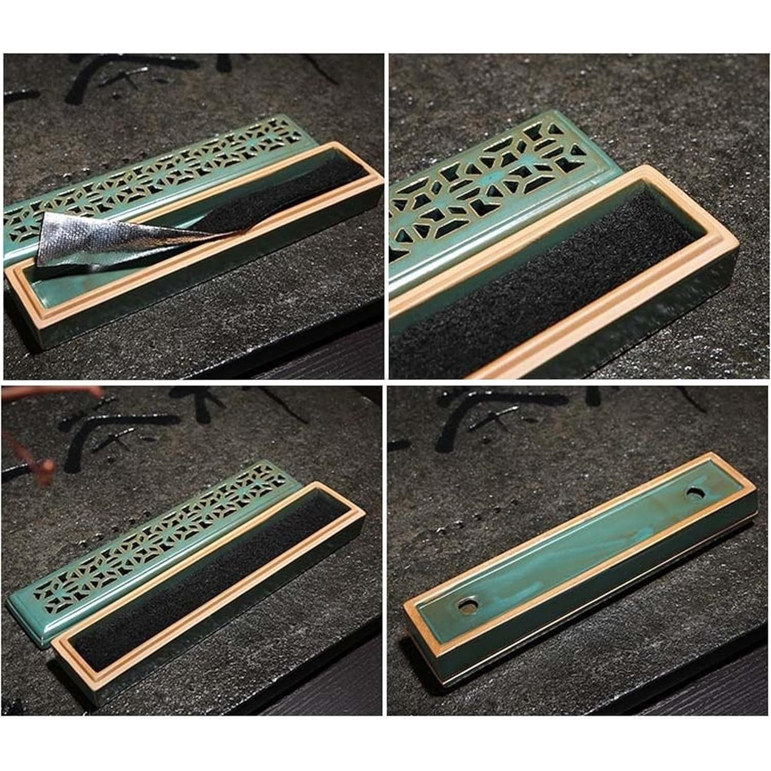 Soporte de Incienso Cerámica Sisims Verde 24 cm para Meditación