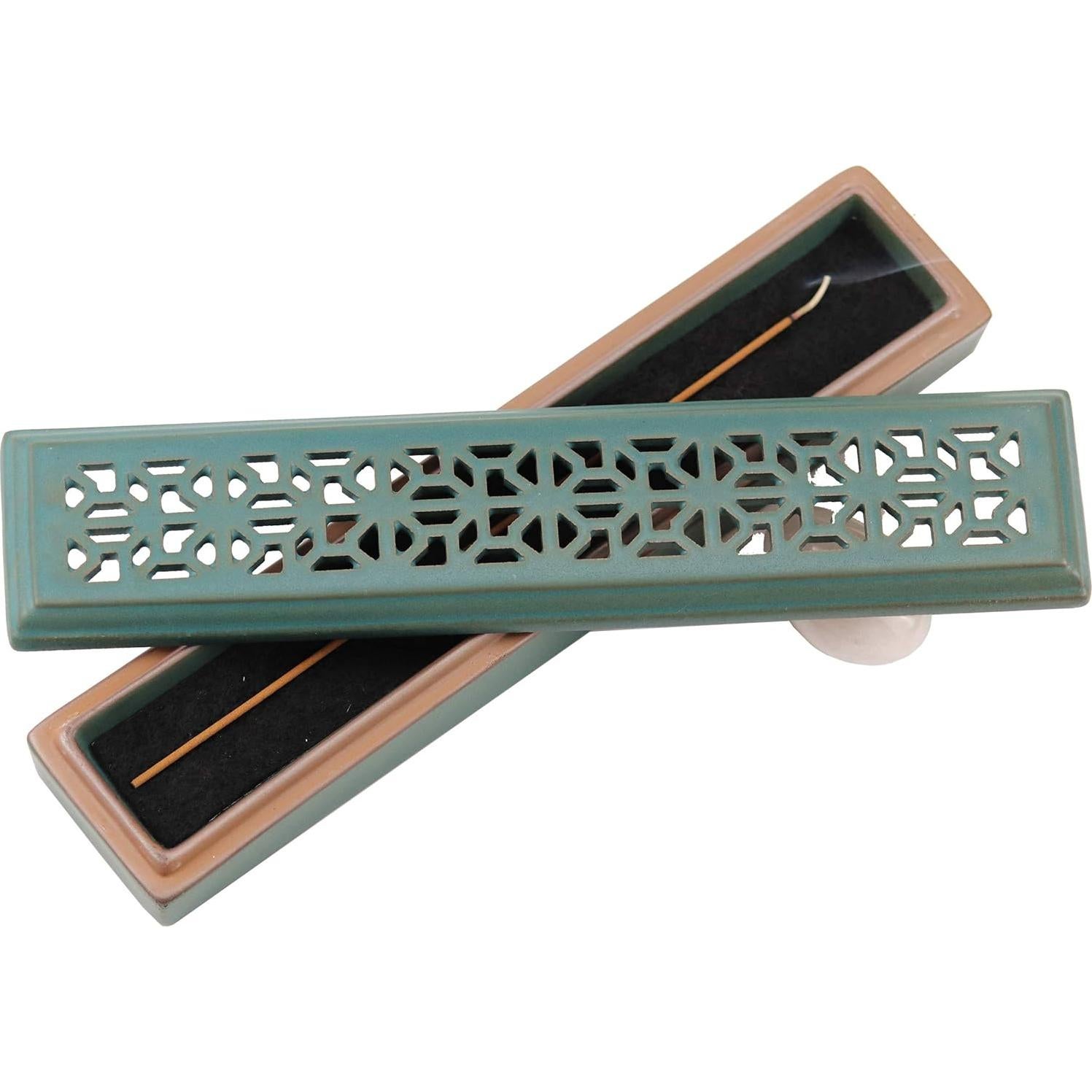 Soporte de Incienso Cerámica Sisims Verde 24 cm para Meditación