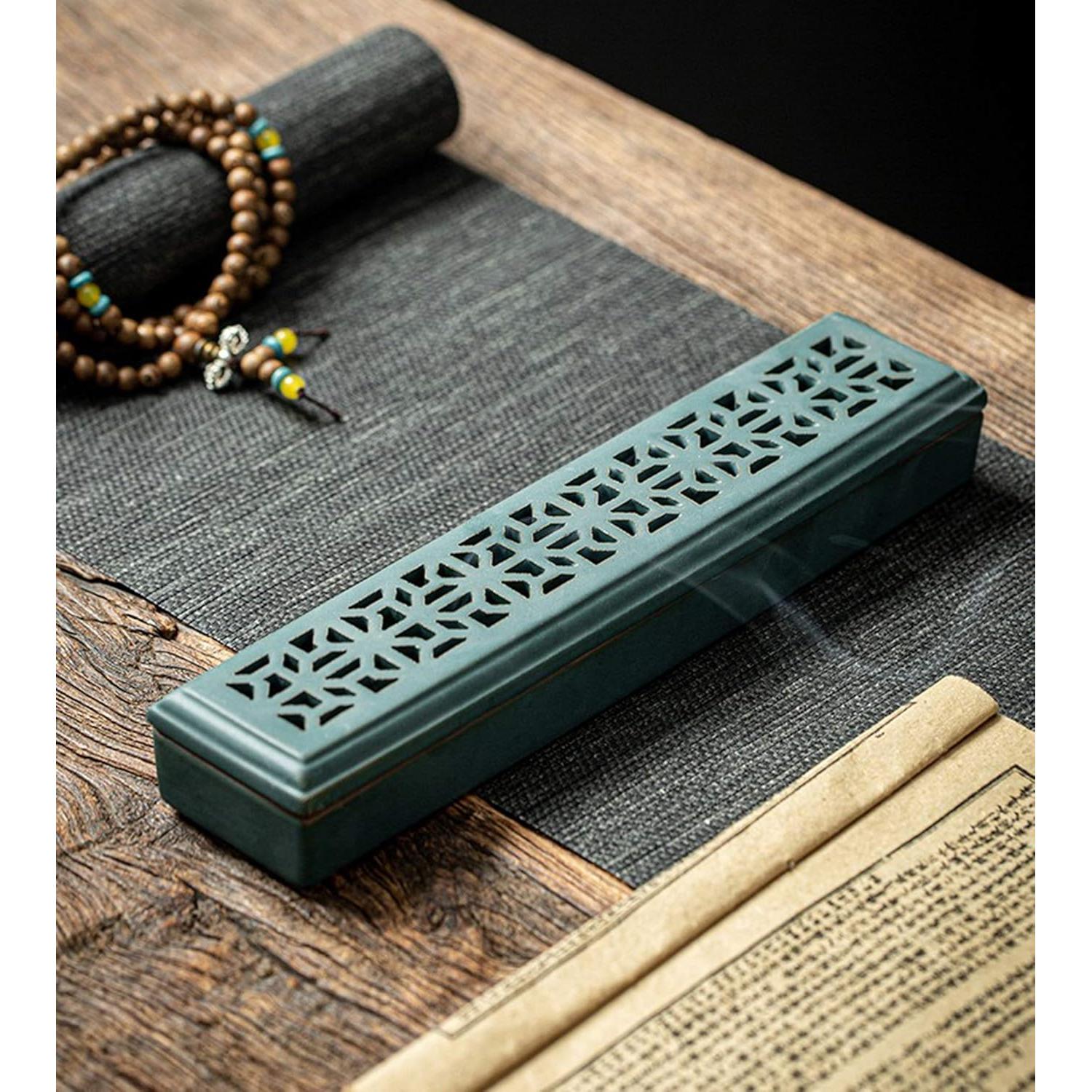 Soporte de Incienso Cerámica Sisims Verde 24 cm para Meditación