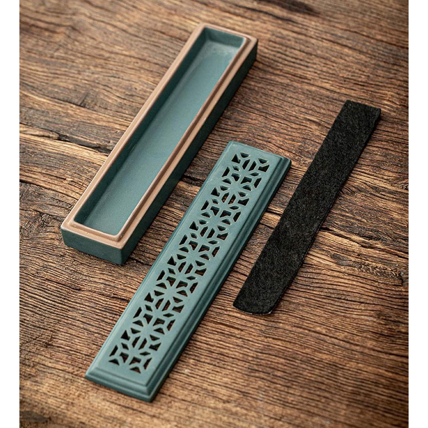 Soporte de Incienso Cerámica Sisims Verde 24 cm para Meditación