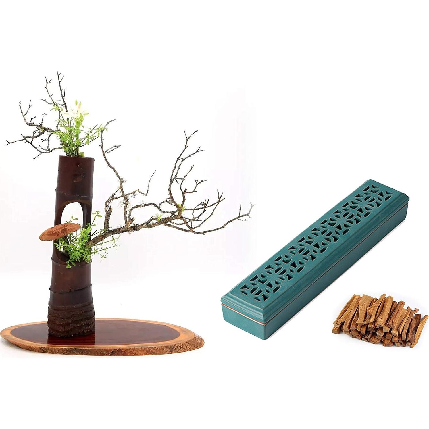 Soporte de Incienso Cerámica Sisims Verde 24 cm para Meditación