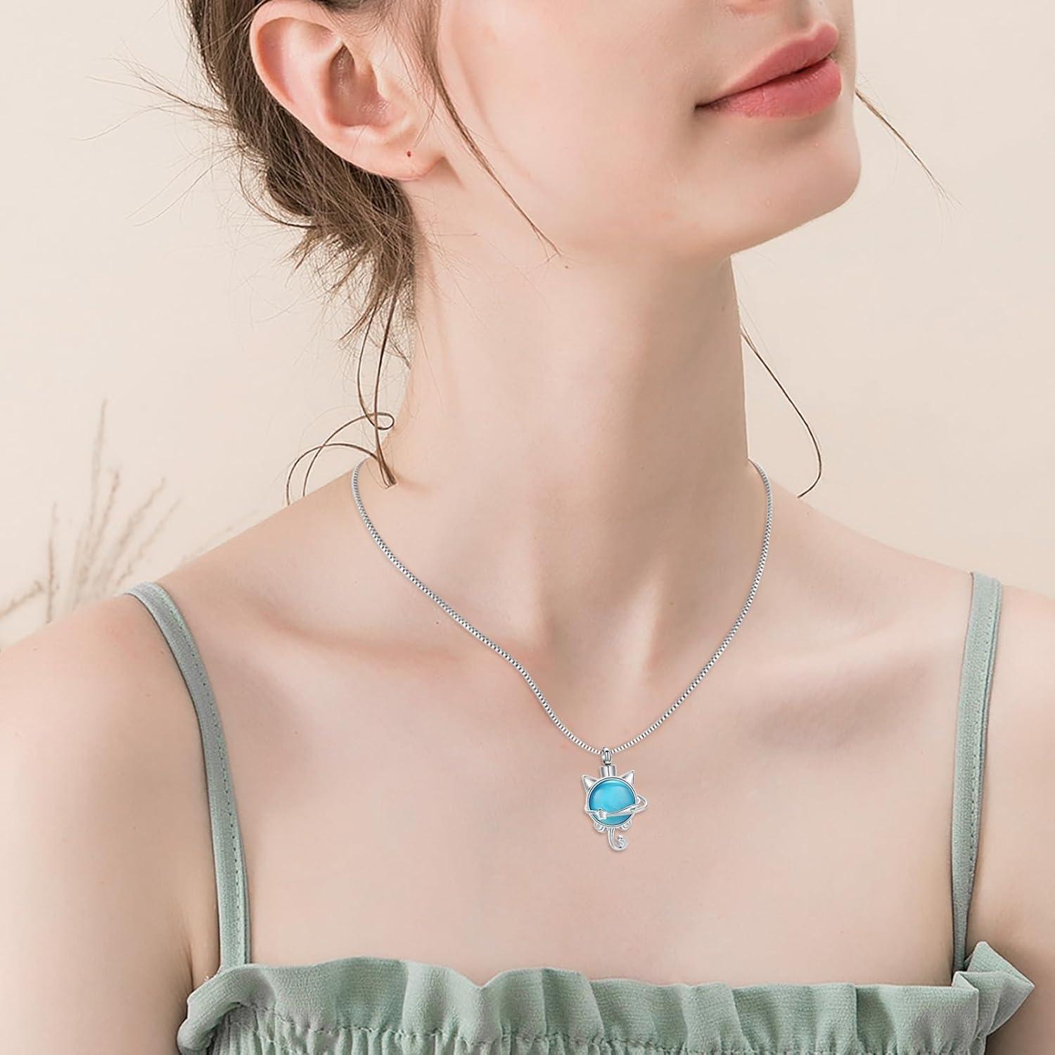 Collar de cremación XSMZB para cenizas de mascotas en piedra lunar