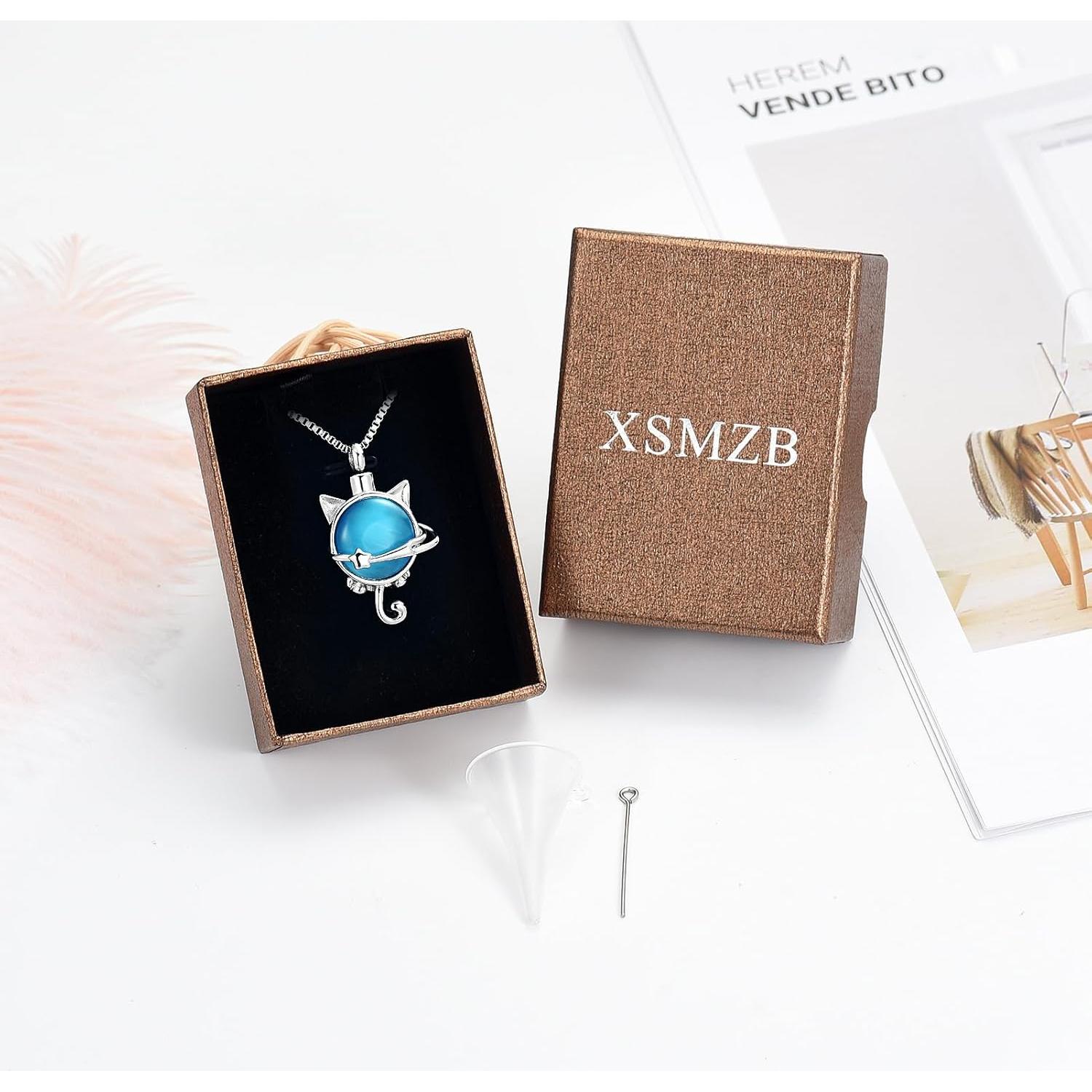 Collar de cremación XSMZB para cenizas de mascotas en piedra lunar