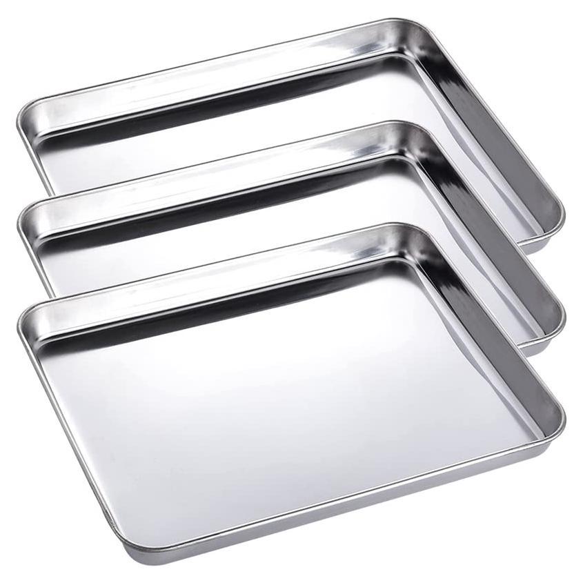 Paquete de 3 Bandejas Quirúrgicas Acero Inoxidable LabAider 26.67x20.32cm