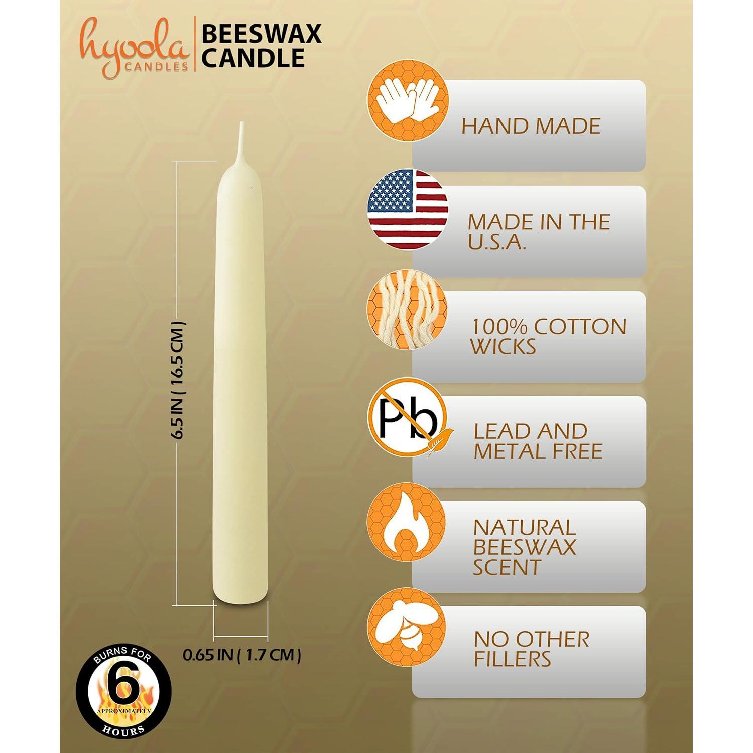 Velas de Cera de Abeja Hyoola 15cm Paquete de 12 - Hechas a Mano