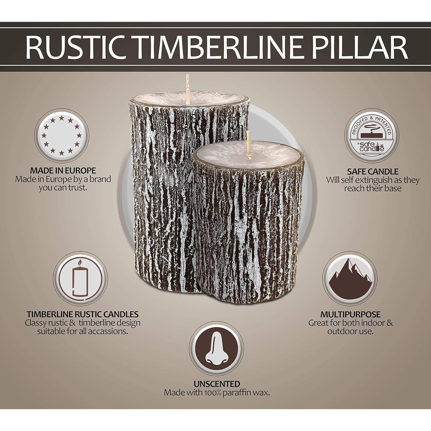 Velas de Pilar Hyoola Timberline - Paquete de 2 - 75mm x 130mm