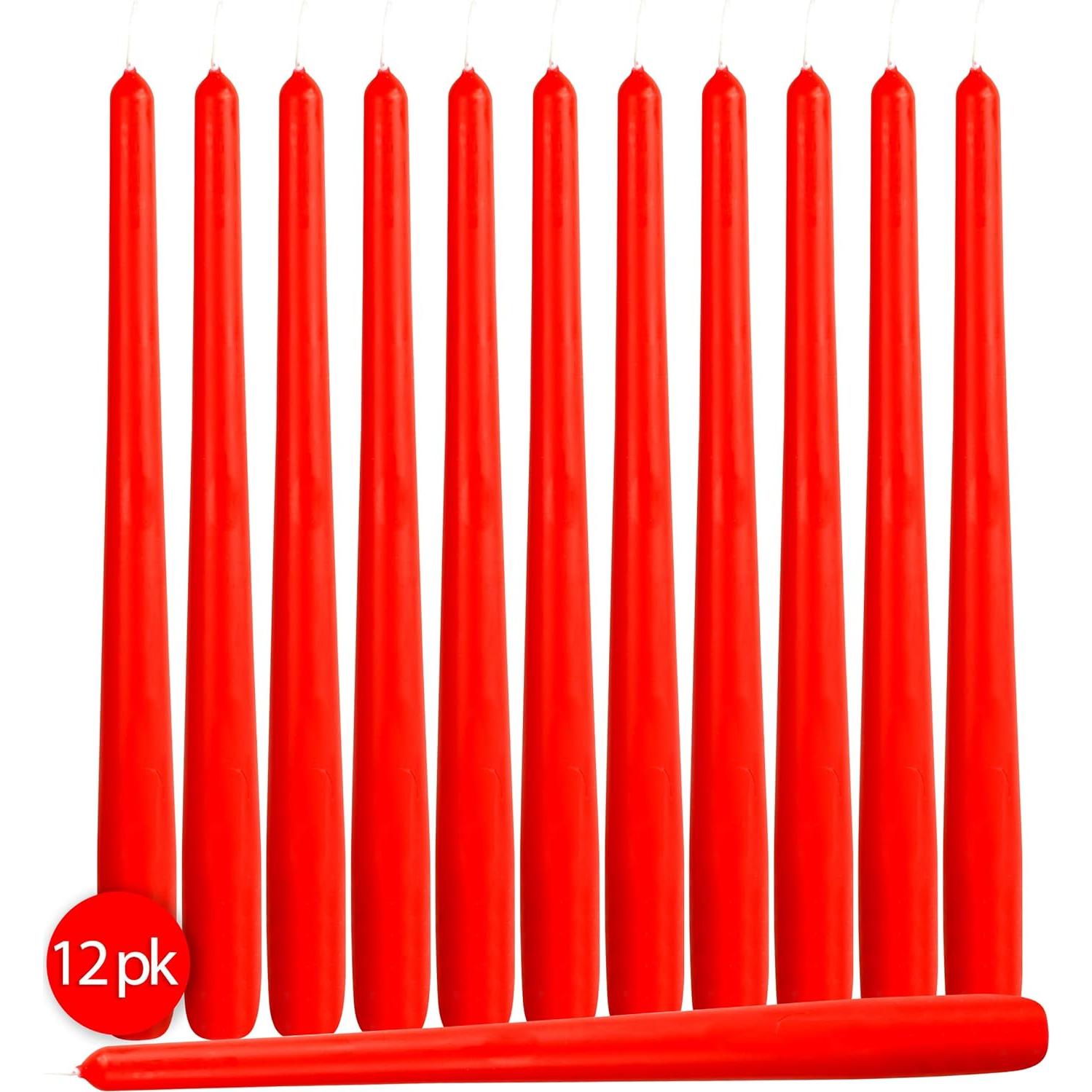 Hyoola Velas Taper Altas Rojas 30.48 cm Sin Goteo 12 Pzas