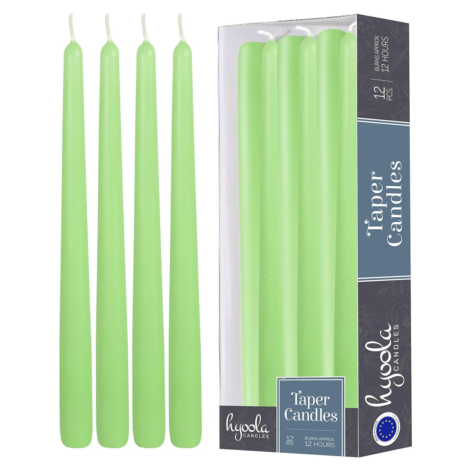 Hyoola Velas Taper Altas 35.56 cm Verde Apio 12 Unidades Sin Goteo