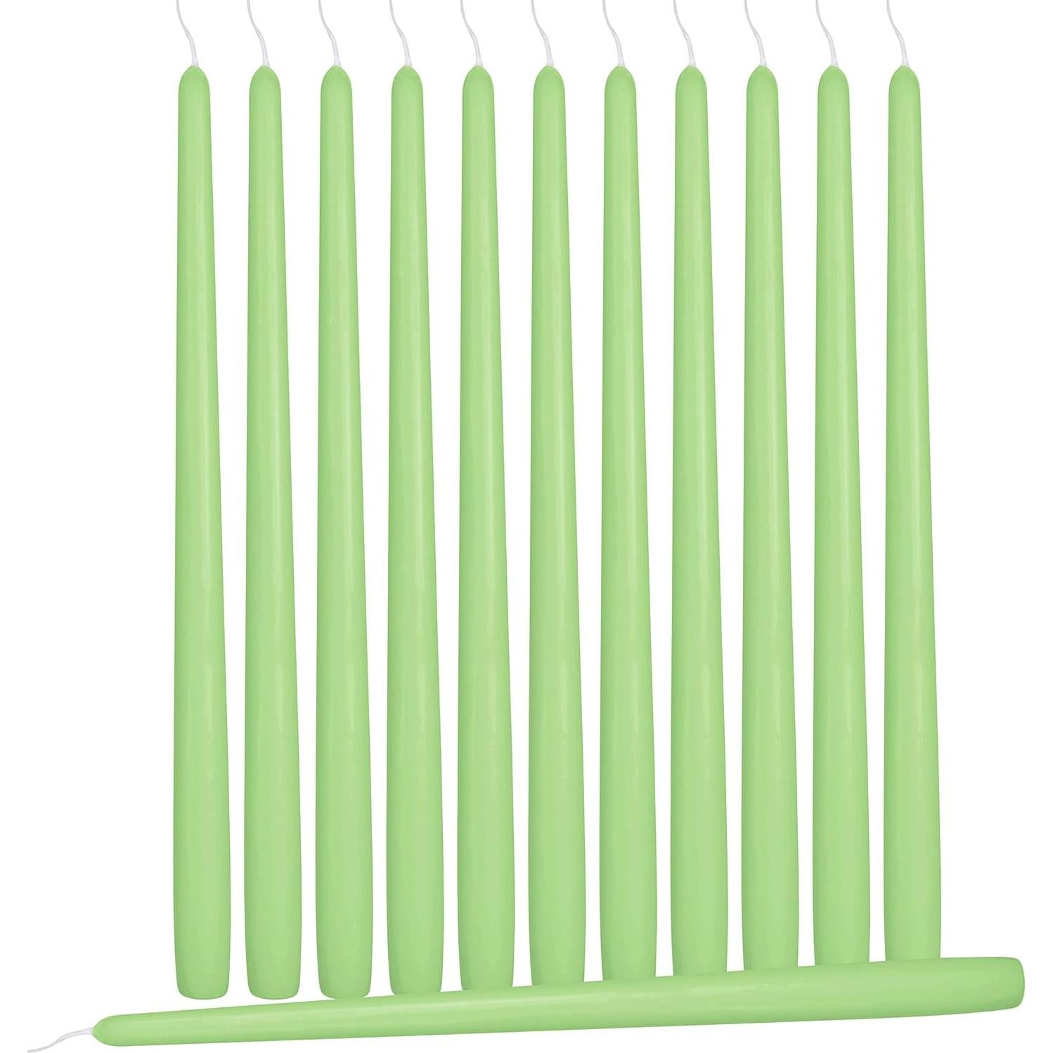Hyoola Velas Taper Altas 35.56 cm Verde Apio 12 Unidades Sin Goteo
