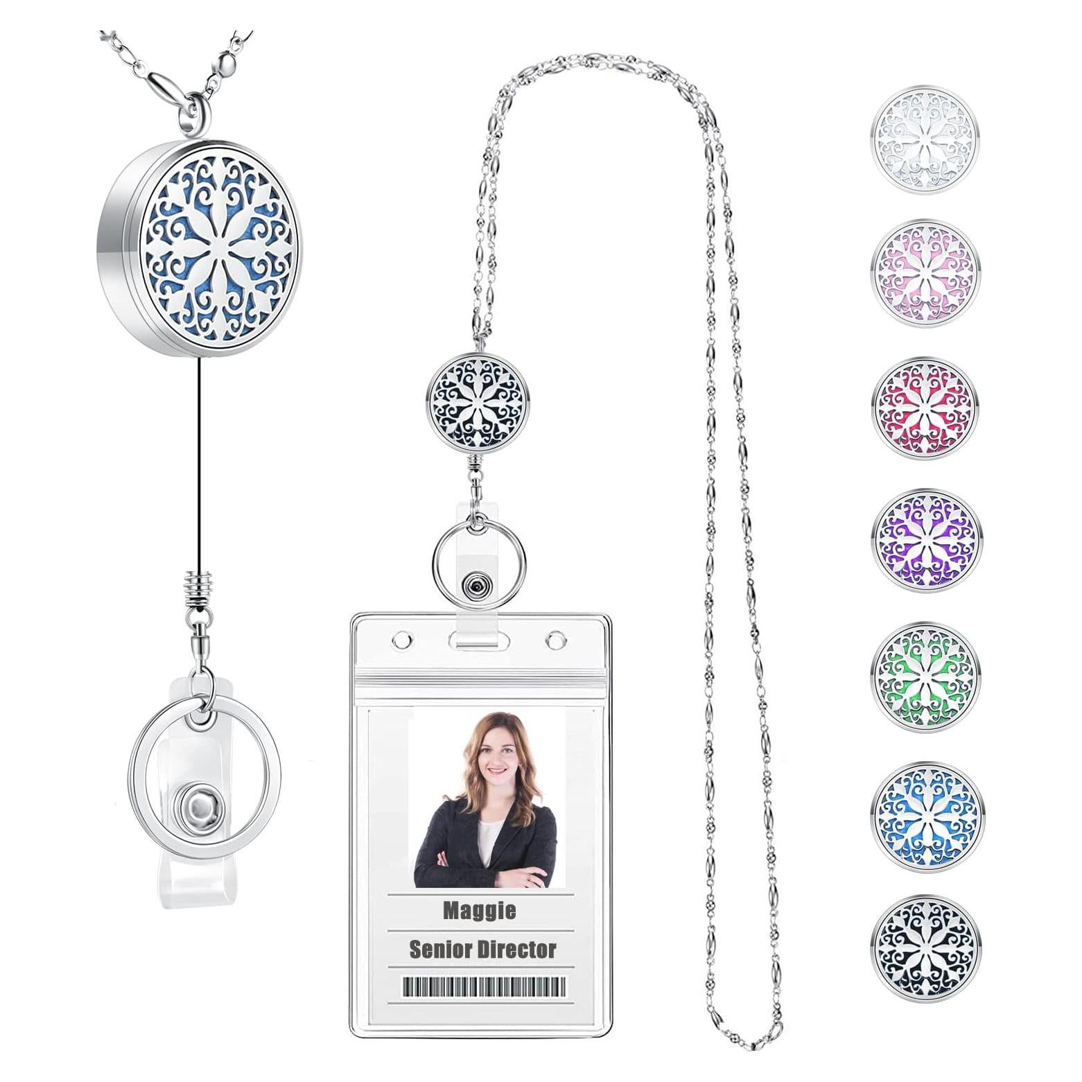 Collar Lanyard Retráctil SAM & LORI Mandala Acero Inoxidable