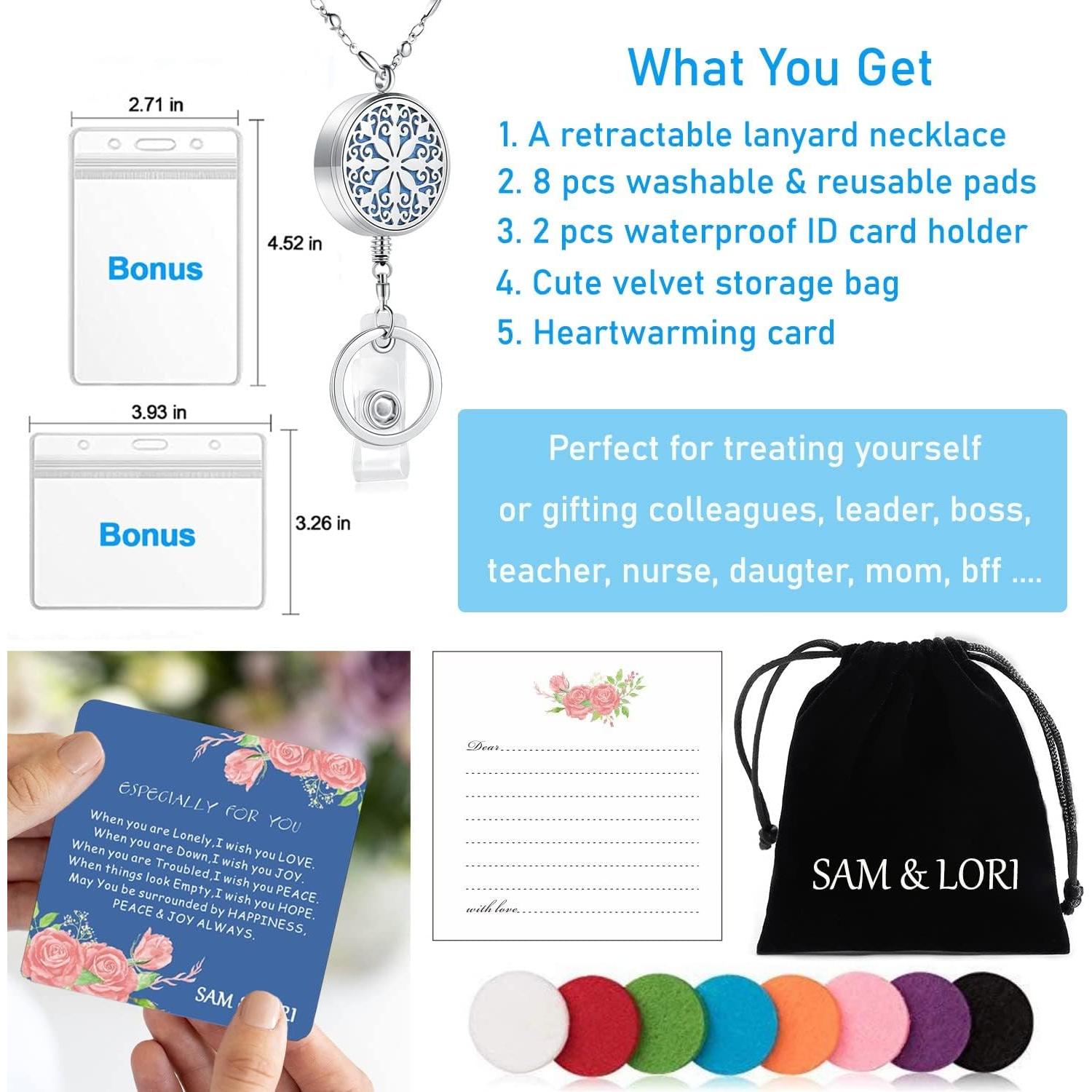 Collar Lanyard Retráctil SAM & LORI Mandala Acero Inoxidable