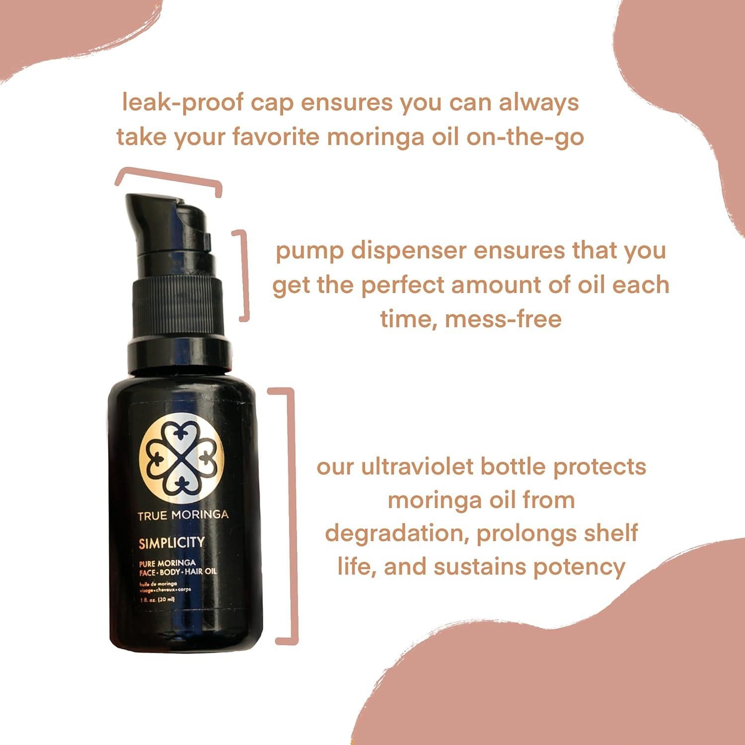 Aceite de Moringa 100% Puro True Moringa 30ml - Hidratante Facial y Capilar