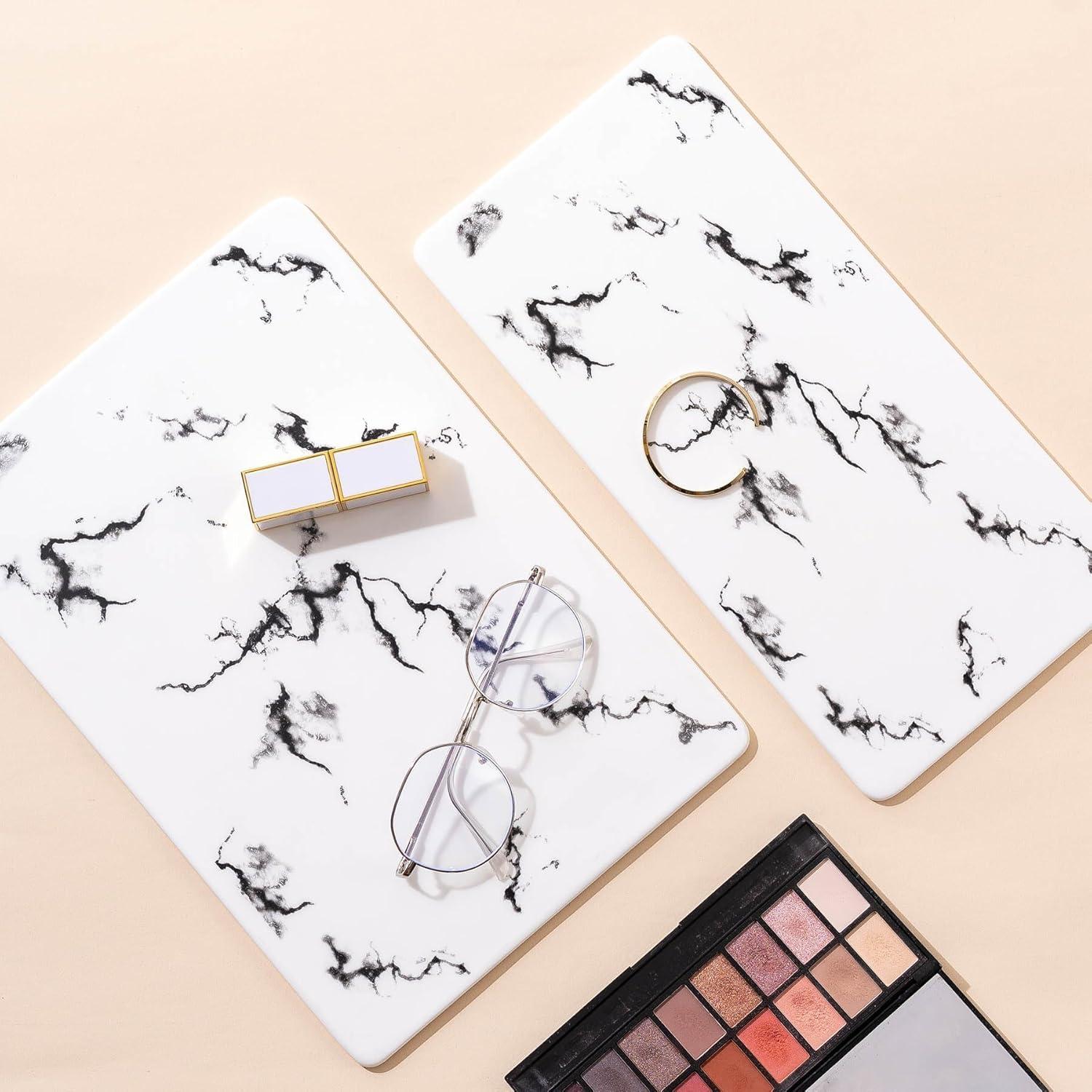 Organizador de Baño QTTCMY 2 Niveles Cerámica Mármol Negro