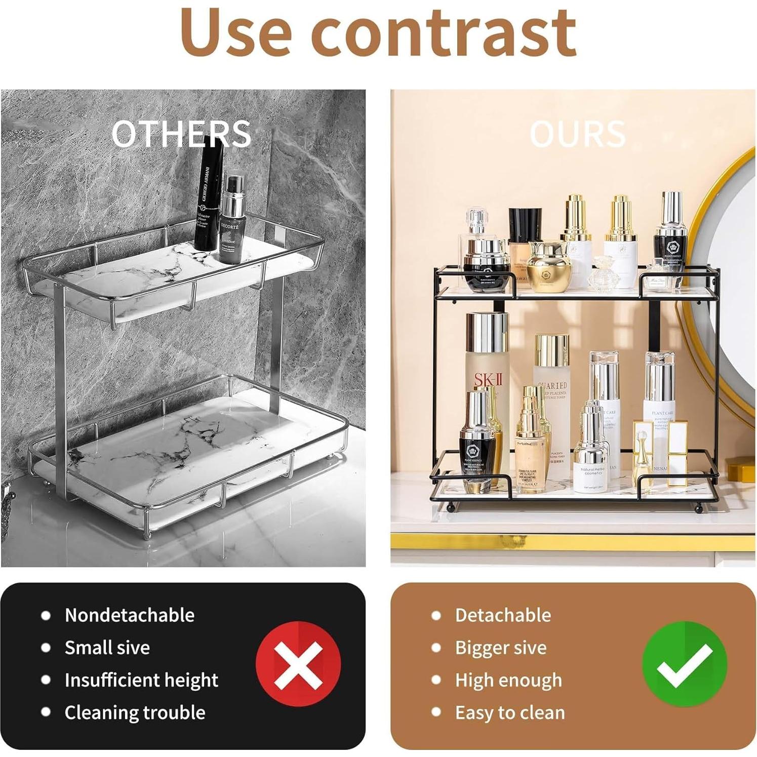 Organizador de Baño QTTCMY 2 Niveles Cerámica Mármol Negro