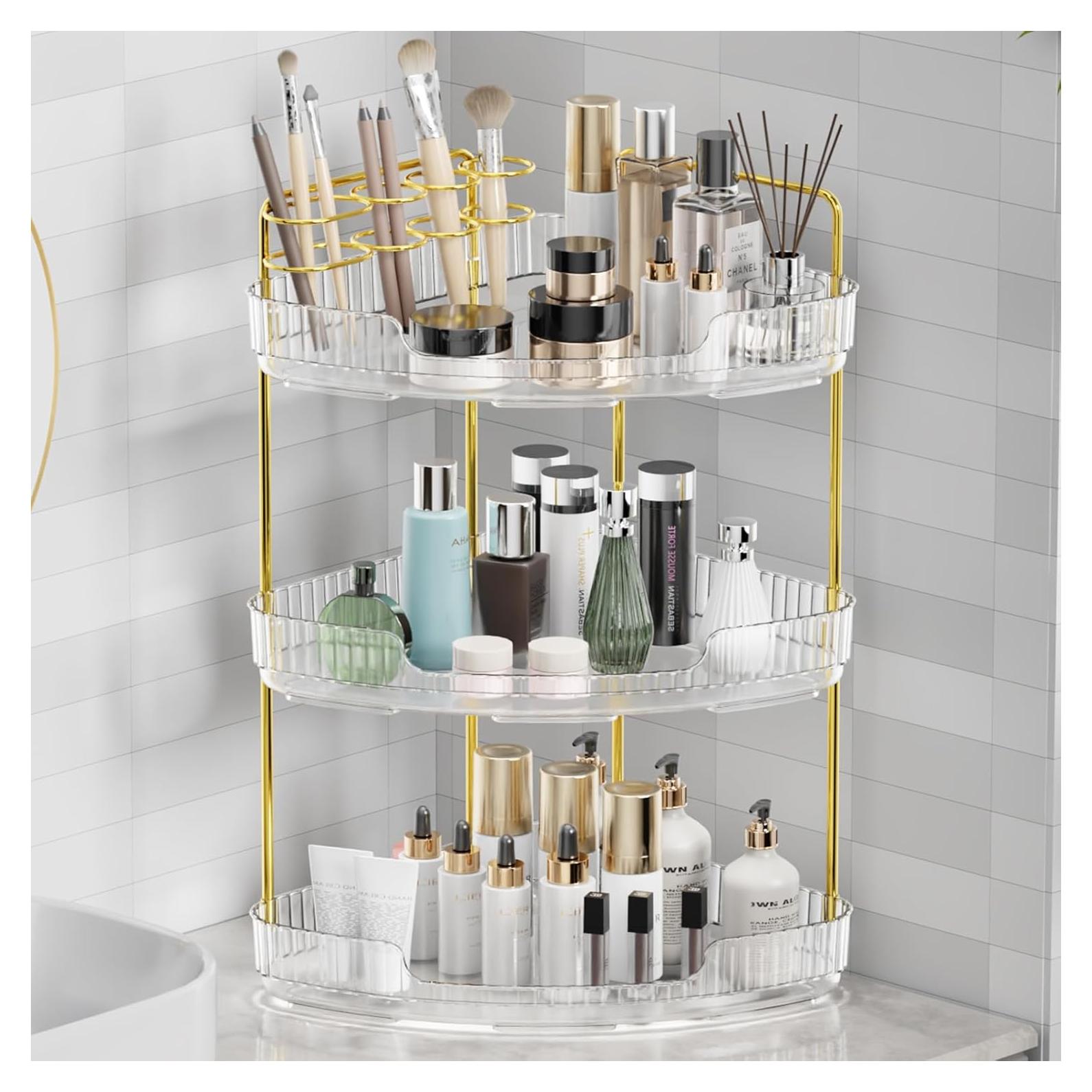 Organizador de Esquina YINGXUN 3 Niveles Cristal para Baño