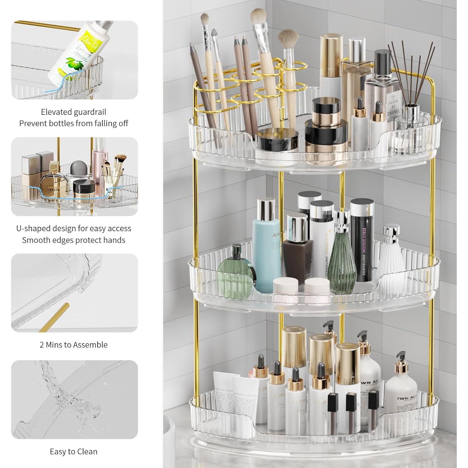 Organizador de Esquina YINGXUN 3 Niveles Cristal para Baño