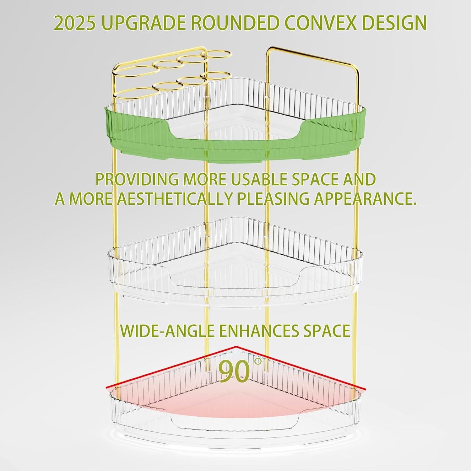 Organizador de Esquina YINGXUN 3 Niveles Cristal para Baño