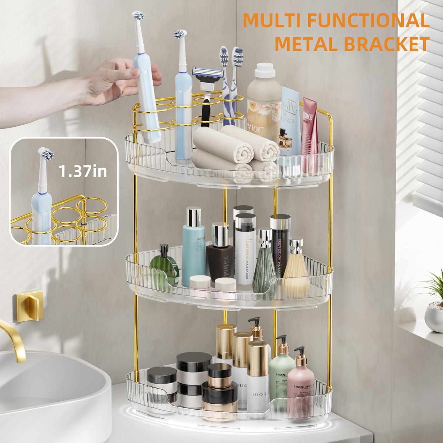 Organizador de Esquina YINGXUN 3 Niveles Cristal para Baño