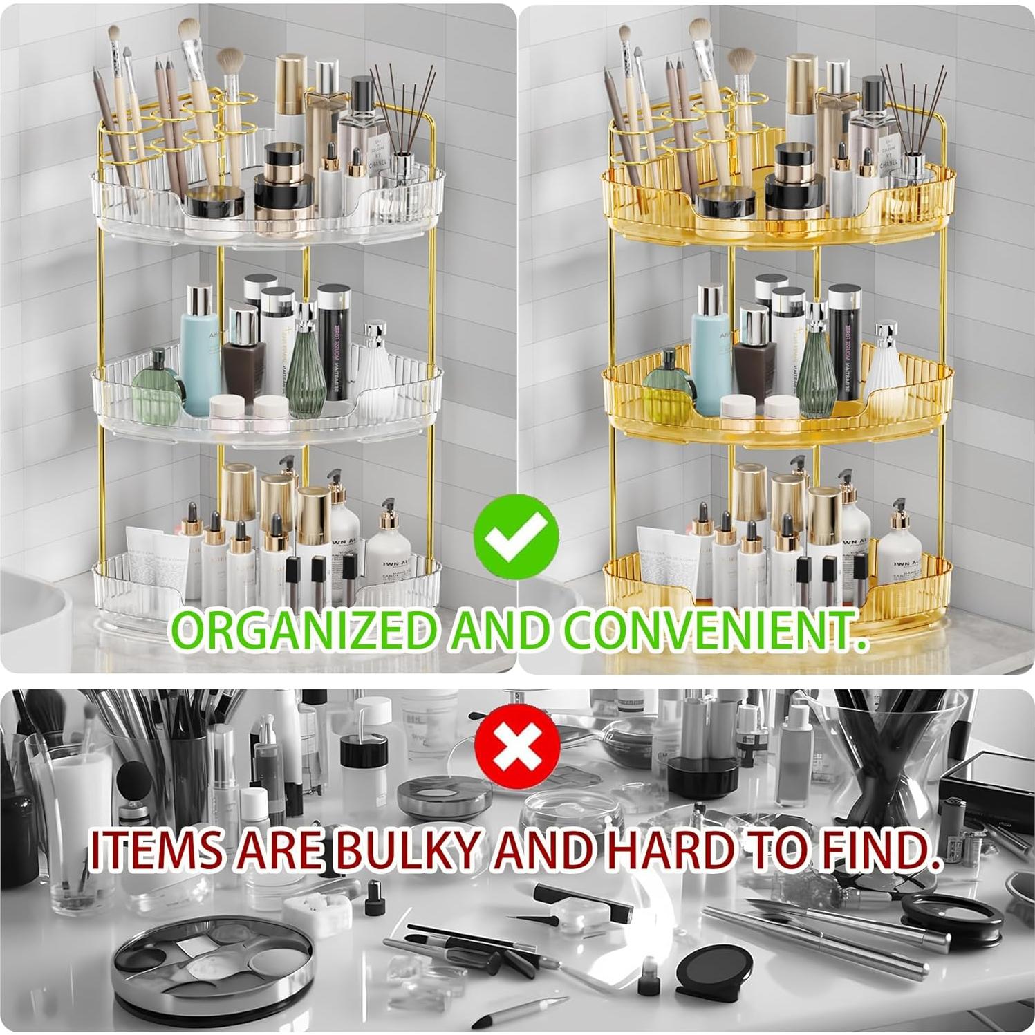 Organizador de Esquina YINGXUN 3 Niveles Cristal para Baño