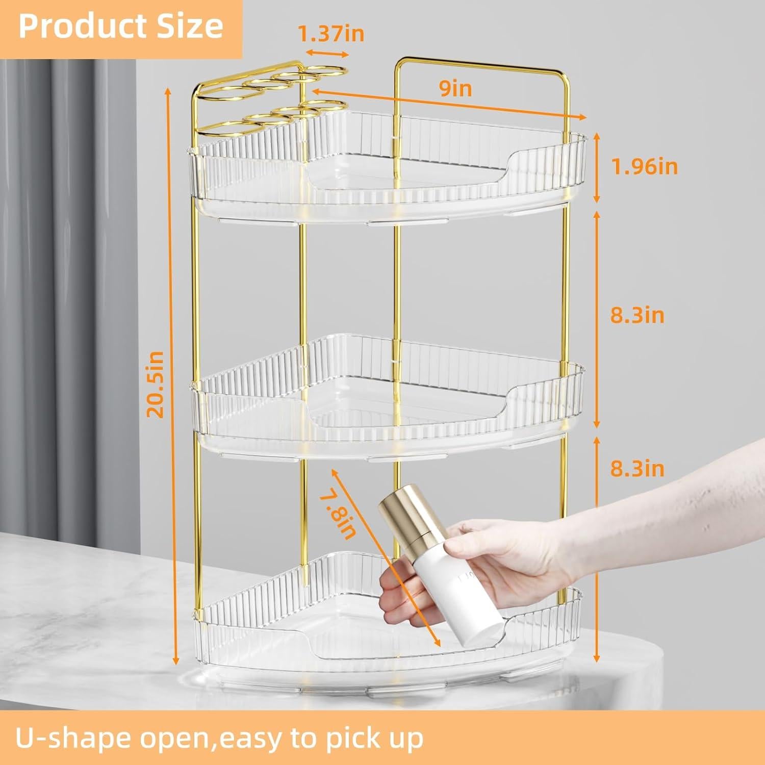 Organizador de Esquina YINGXUN 3 Niveles Cristal para Baño