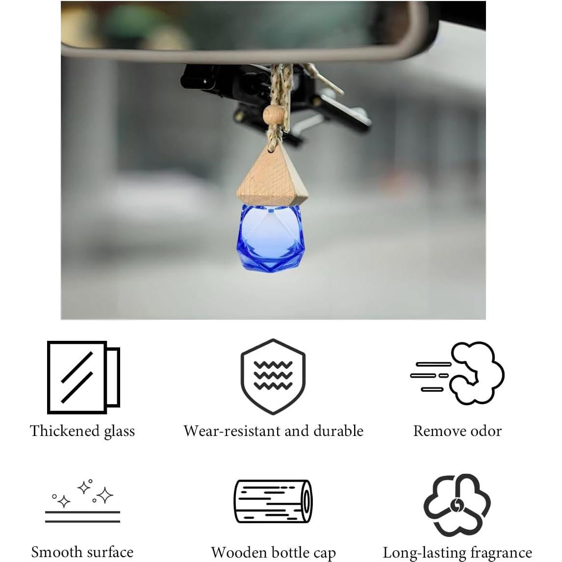 Ambientador de Auto Colgante KVAEY 2 PCS Vidrio Azul