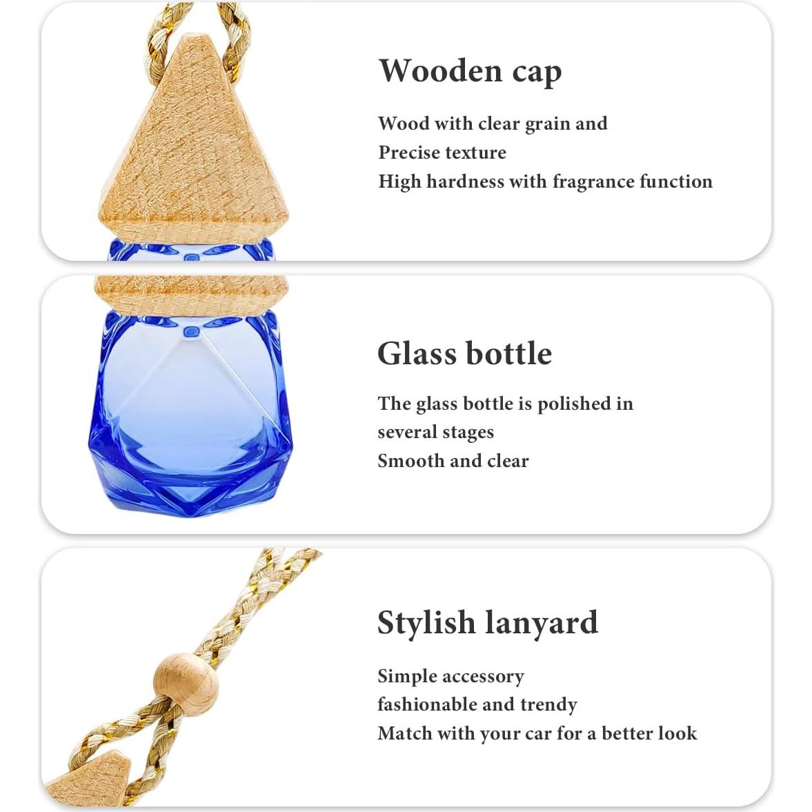 Ambientador de Auto Colgante KVAEY 2 PCS Vidrio Azul