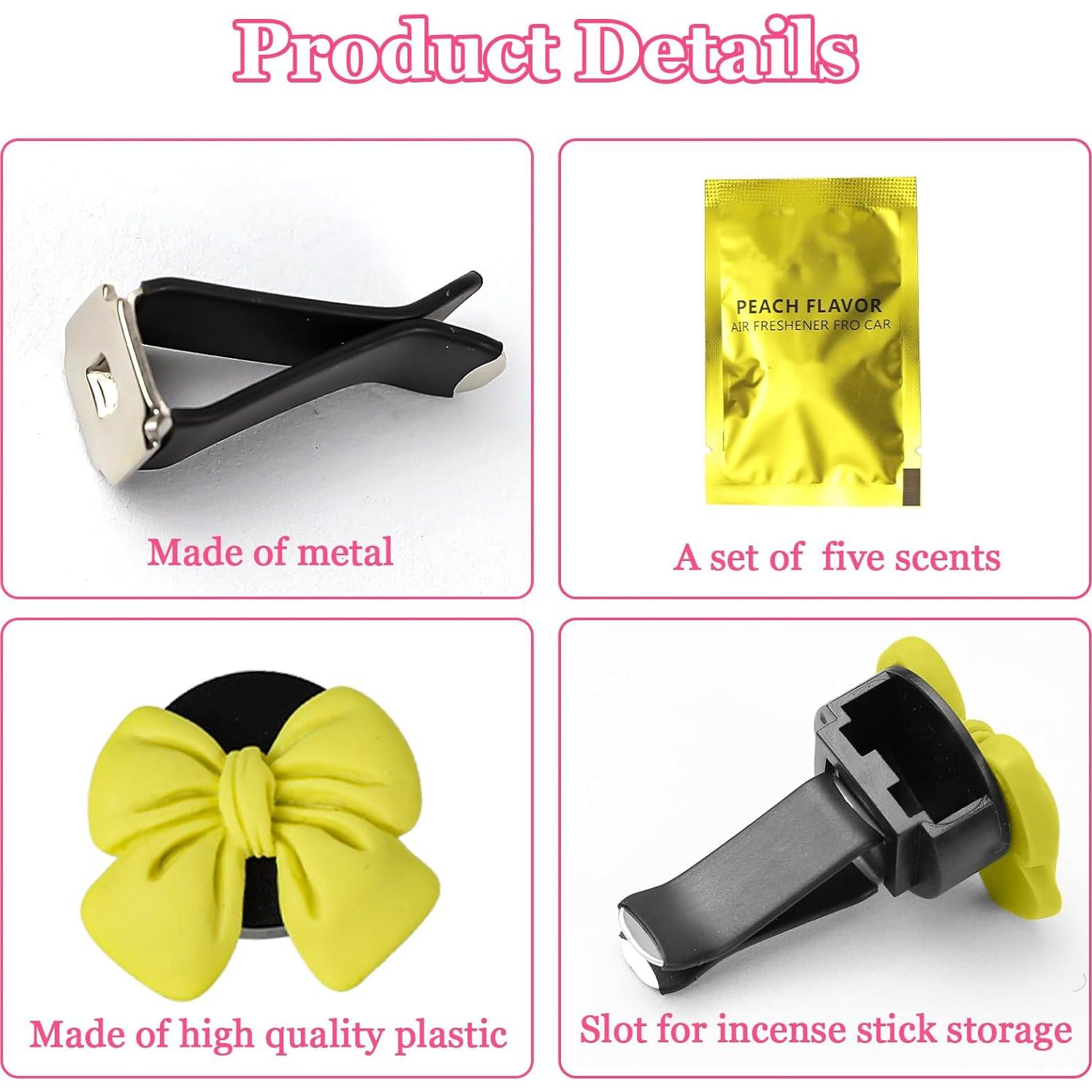 Clips de Ambientador para Auto Wuyaoyao 6PCS Lazo Amarillo