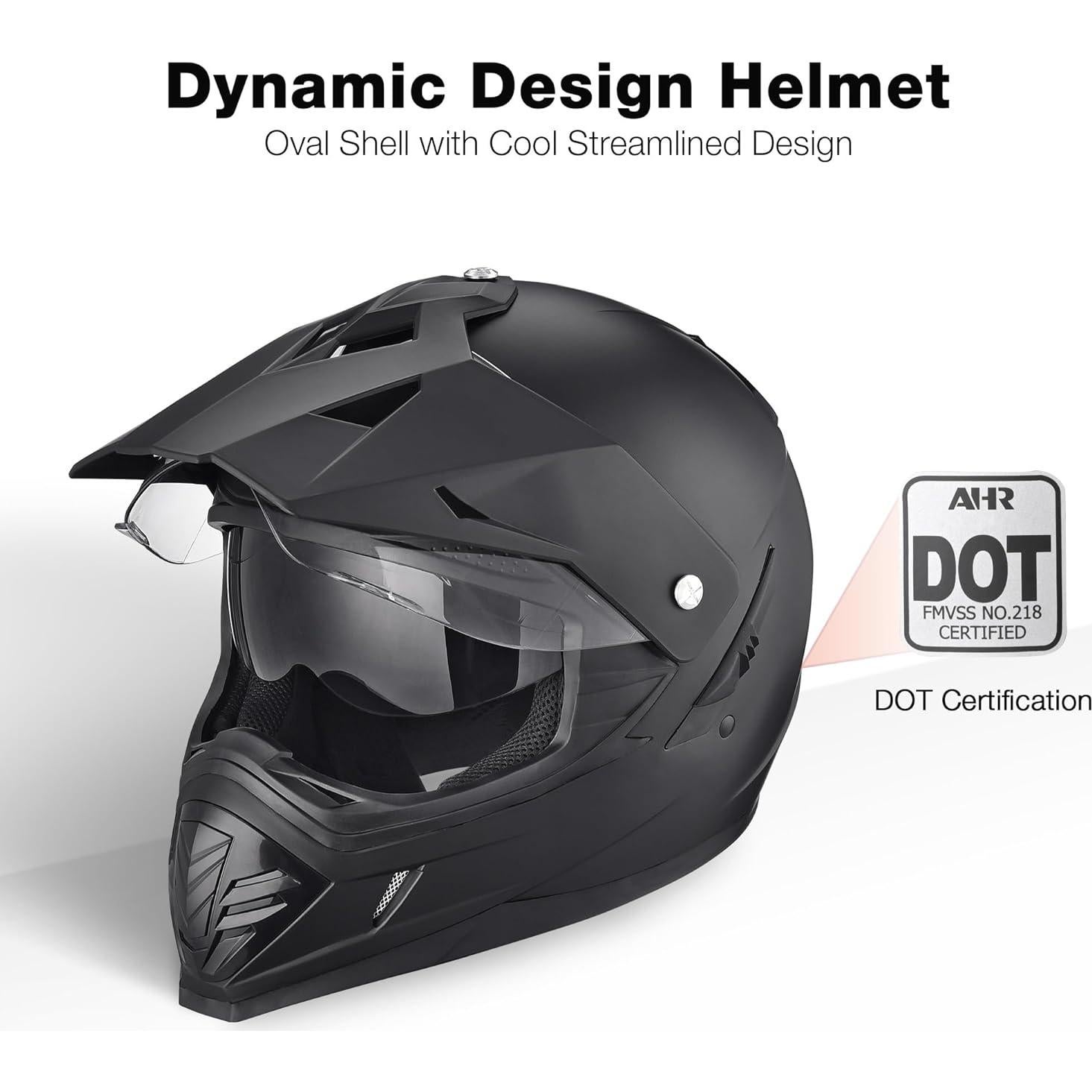 Casco AHR Doble Deporte Negro Mate Tamaño Pequeño