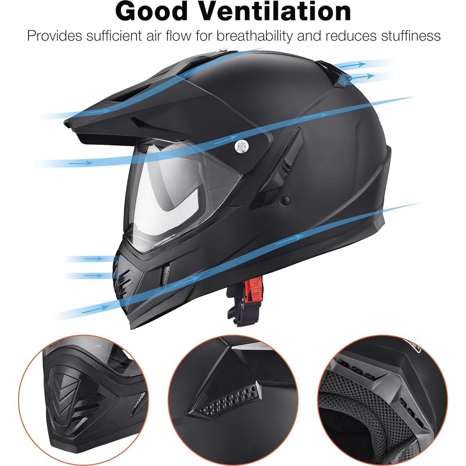 Casco AHR Doble Deporte Negro Mate Tamaño Pequeño