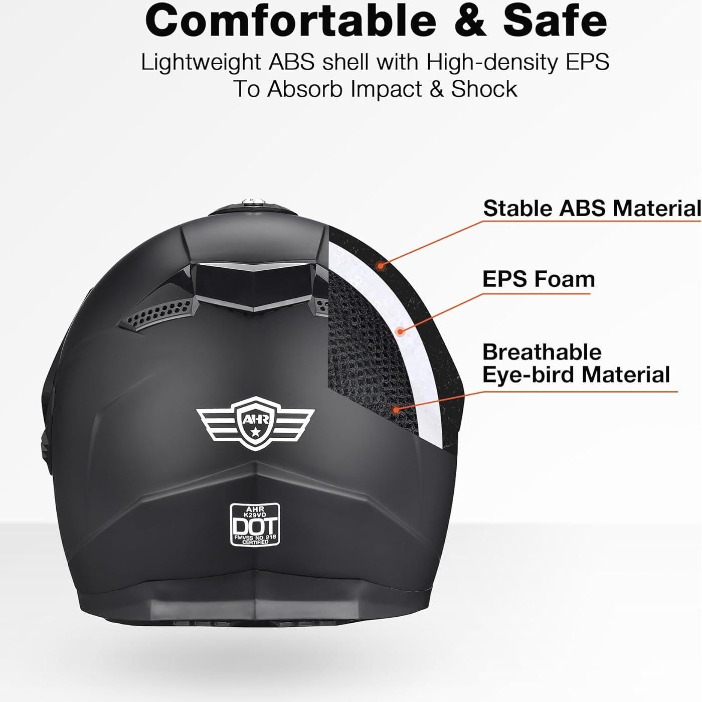 Casco AHR Doble Deporte Negro Mate Tamaño Pequeño