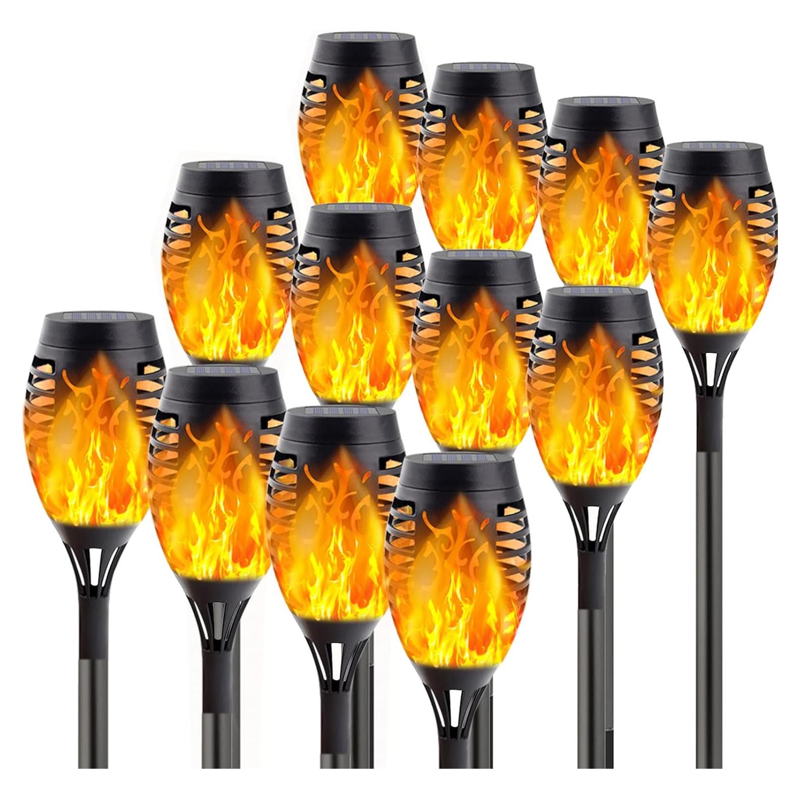 Albelt 12 Luces Solares Exteriores con Llama Parpadeante