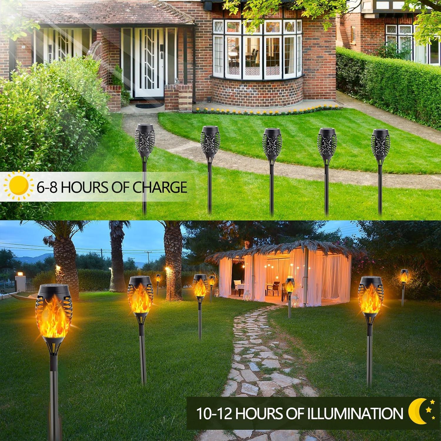 Albelt 12 Luces Solares Exteriores con Llama Parpadeante