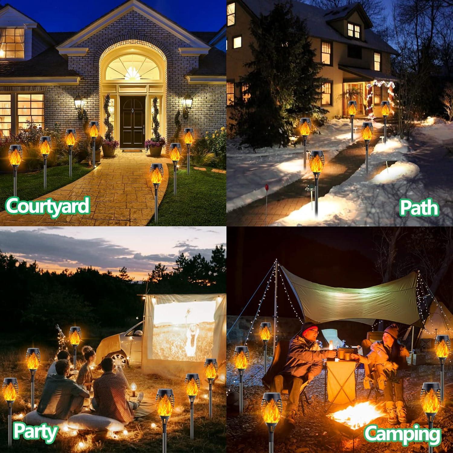 Albelt 12 Luces Solares Exteriores con Llama Parpadeante