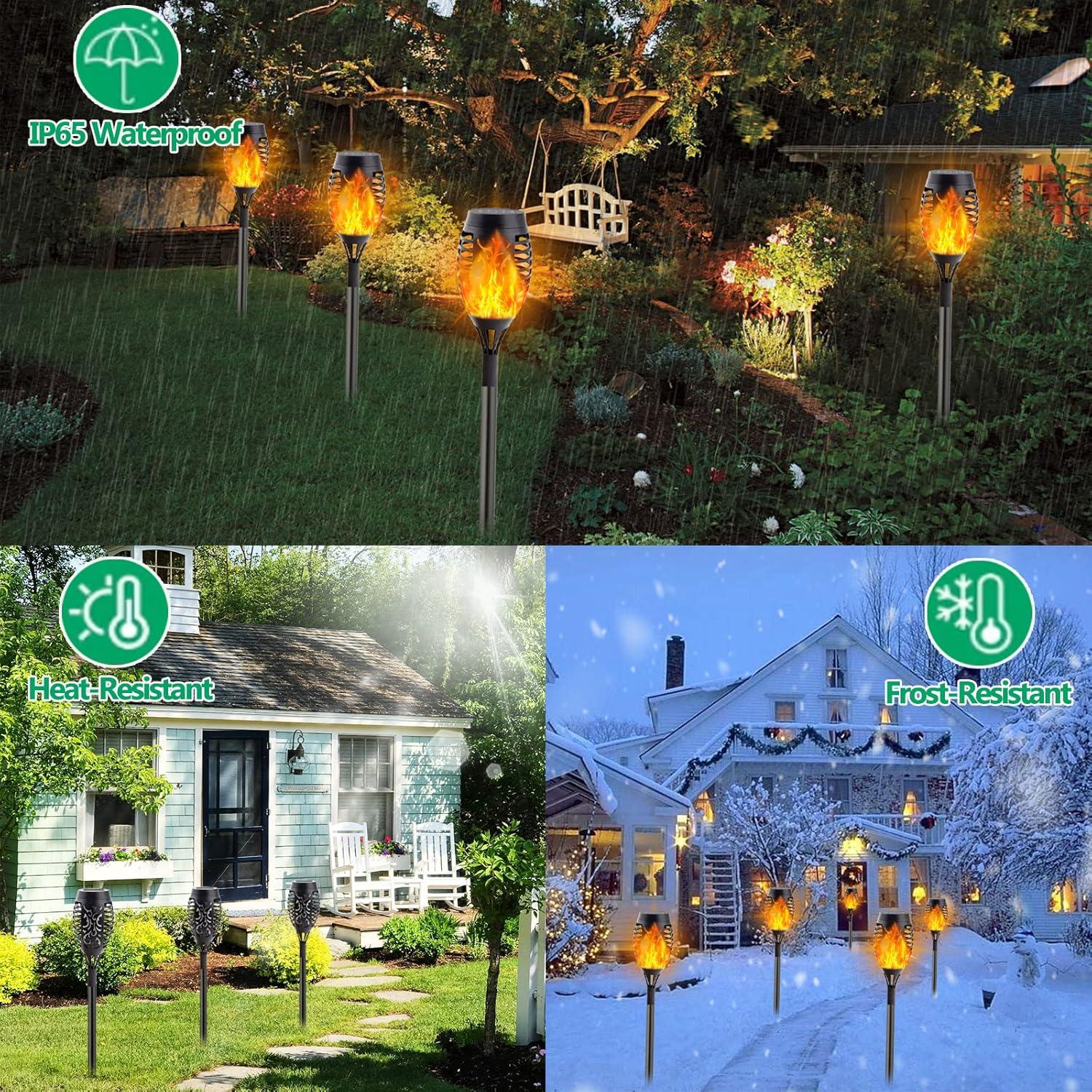 Albelt 12 Luces Solares Exteriores con Llama Parpadeante