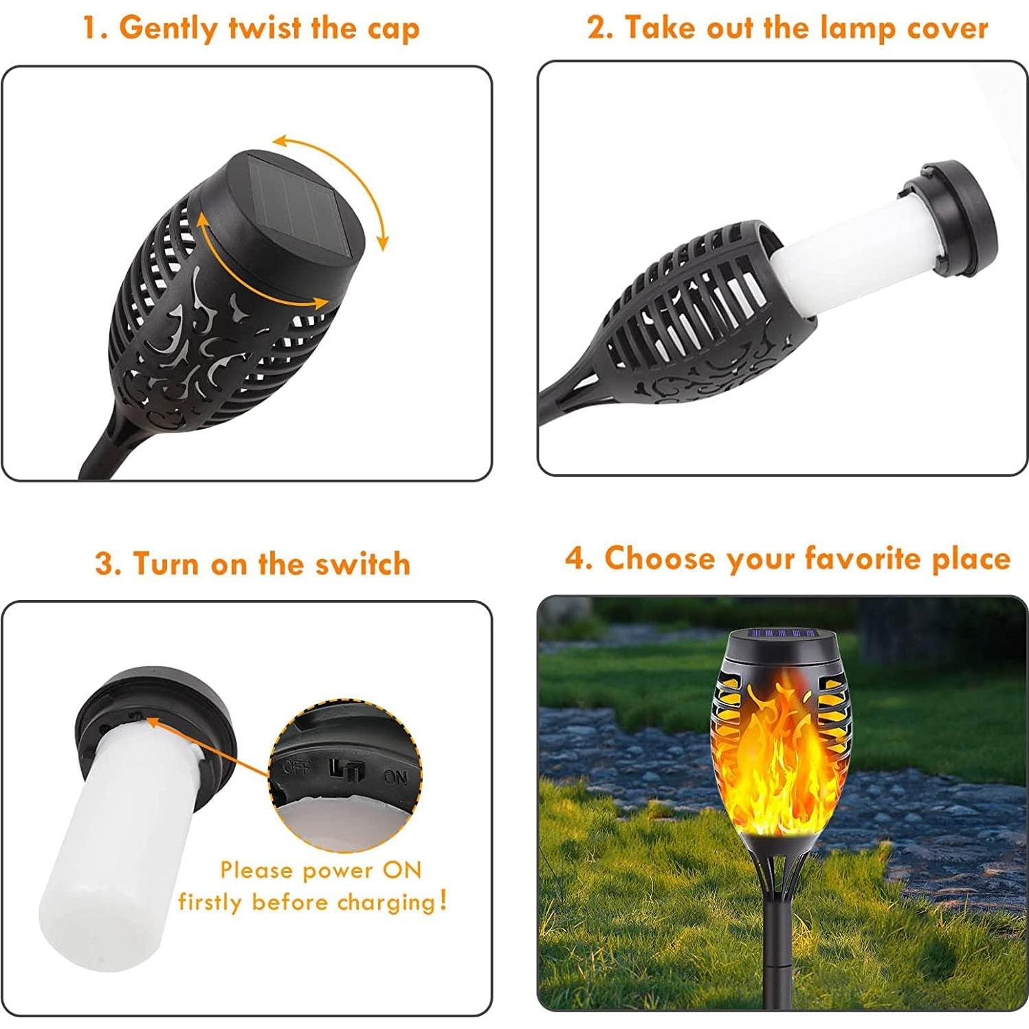 Albelt 12 Luces Solares Exteriores con Llama Parpadeante