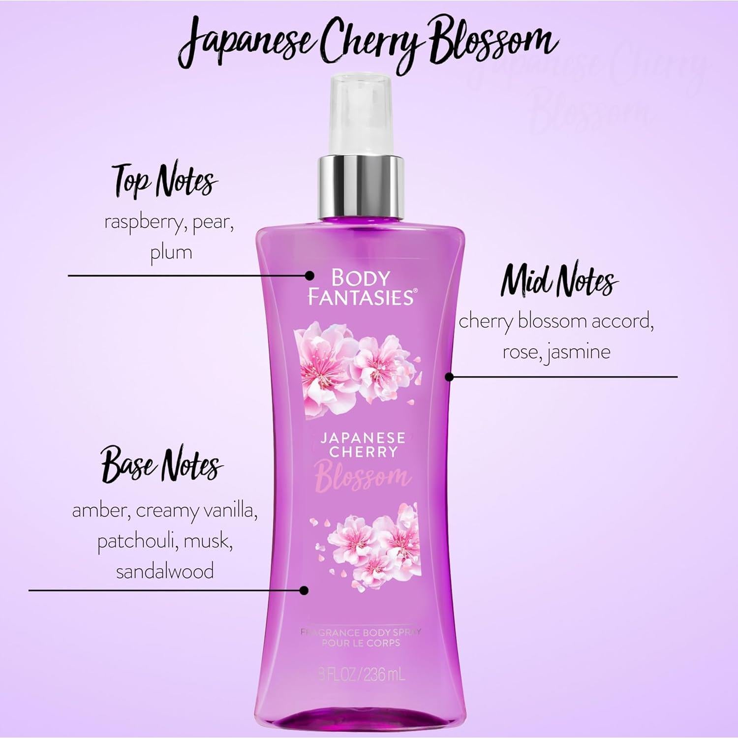 Body Fantasies Spray Corporal Flor de Cerezo Japonés 236 ml - Pack 2