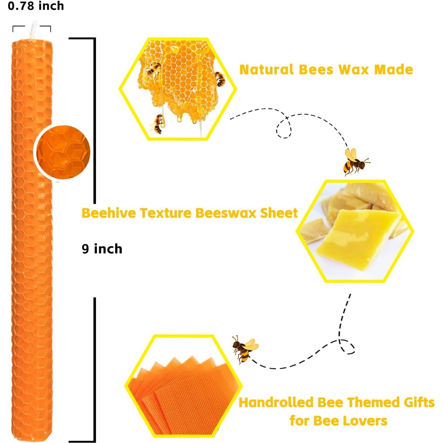 Juego de 6 Velas de Cera de Abeja Naranja Lacaser 22.86 cm