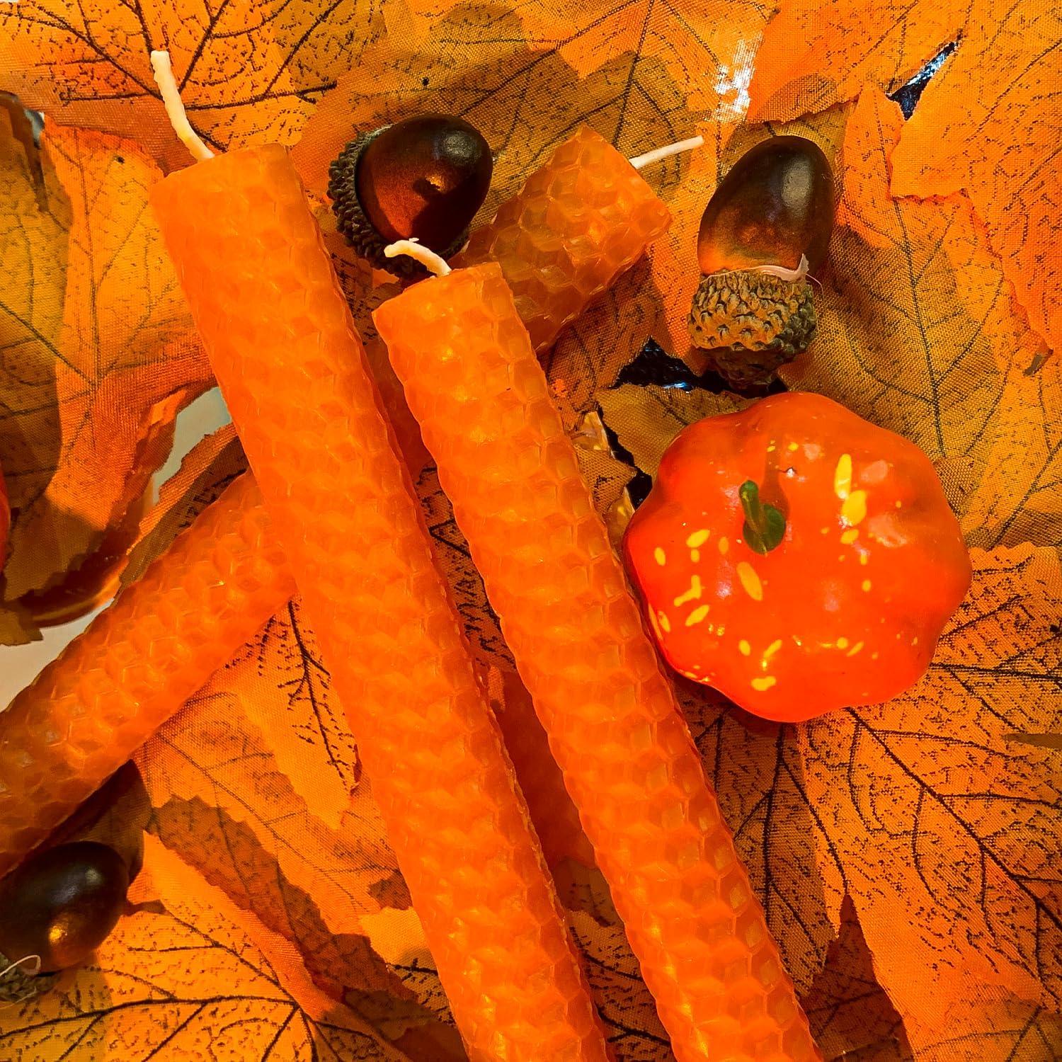 Juego de 6 Velas de Cera de Abeja Naranja Lacaser 22.86 cm