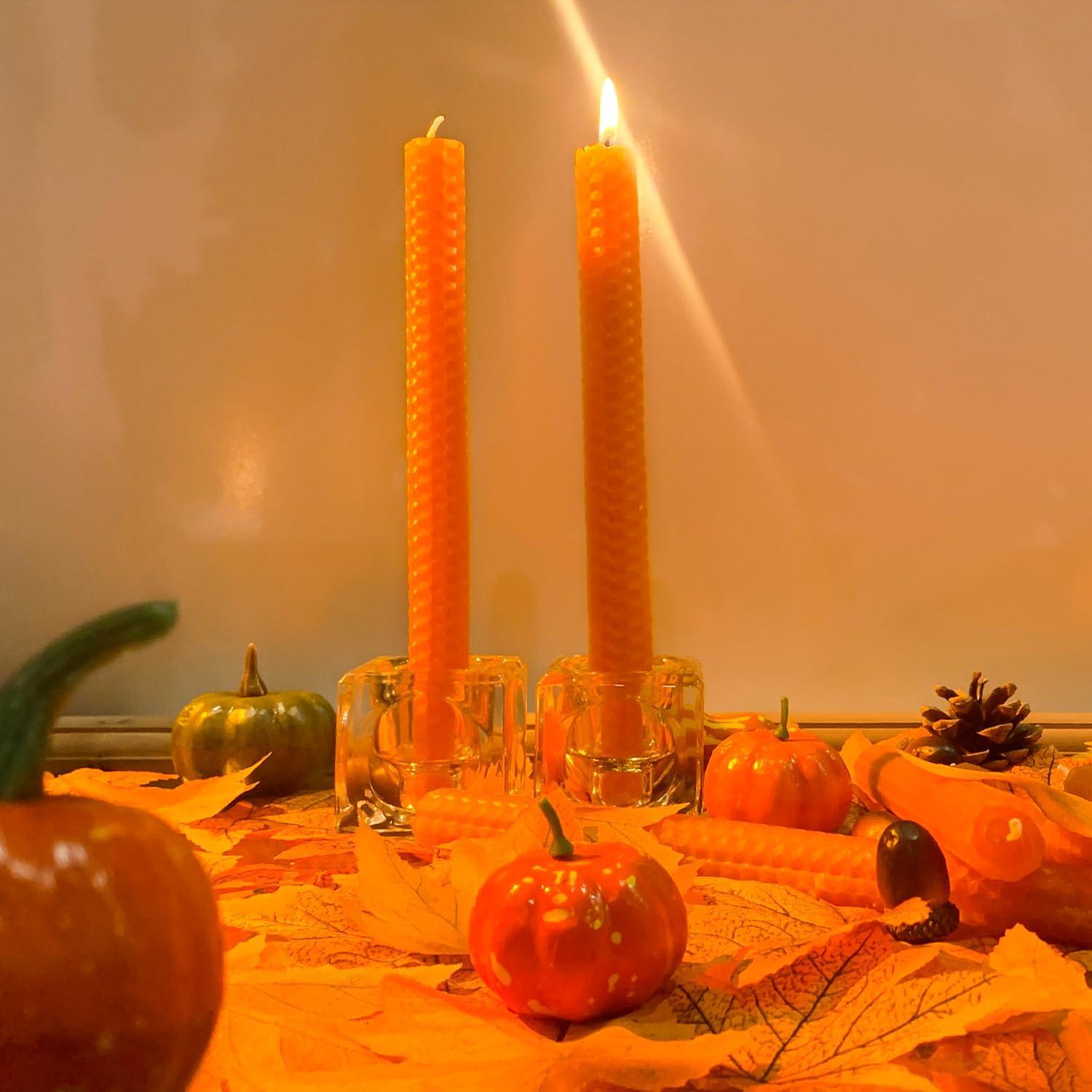 Juego de 6 Velas de Cera de Abeja Naranja Lacaser 22.86 cm