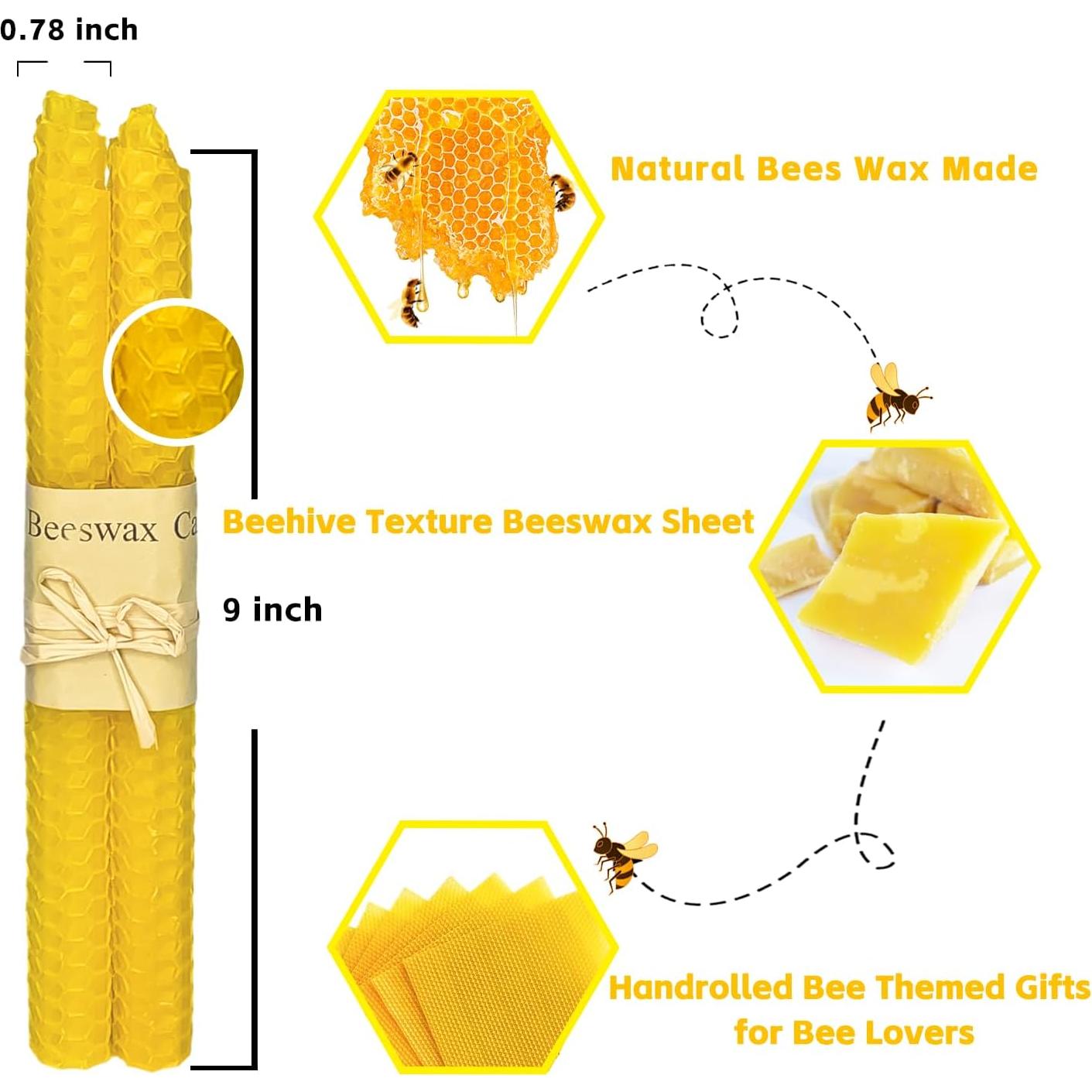 Velas Taper de Cera de Abeja Lacaser Amarillo 12 Piezas 22.86 cm