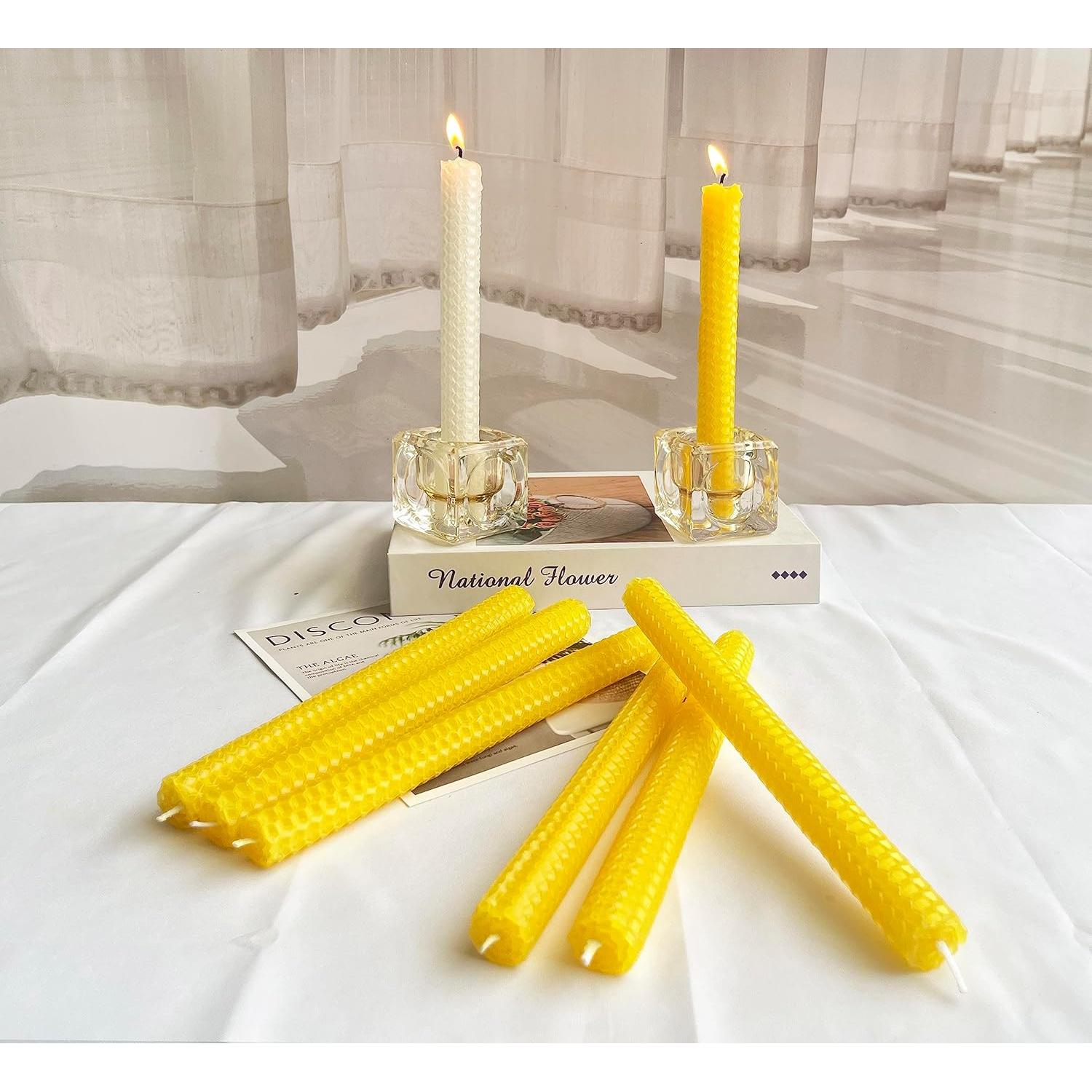 Velas Taper de Cera de Abeja Lacaser Amarillo 12 Piezas 22.86 cm